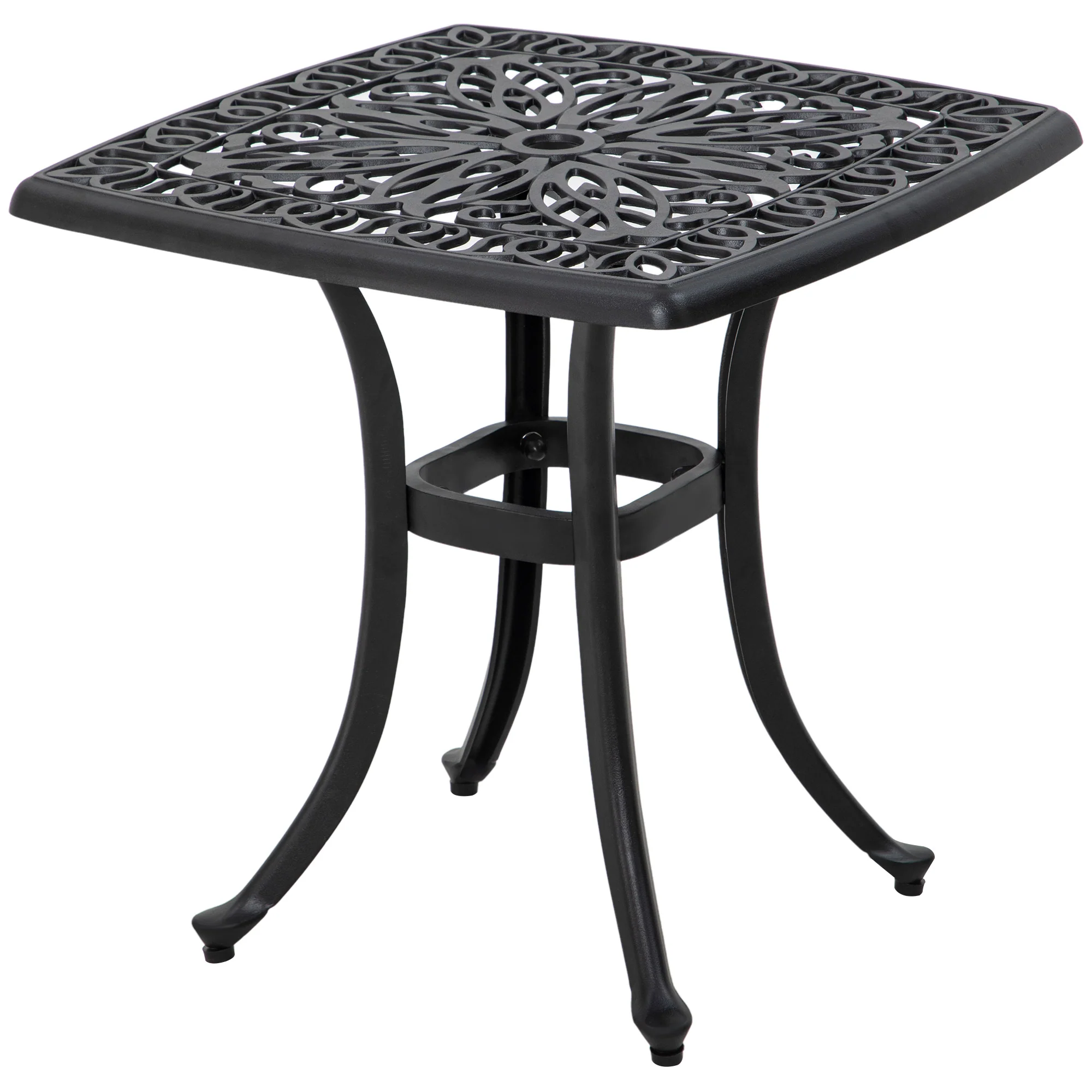 Outsunny Cast Aluminium Bistro Table With Umbrella Hole, Black