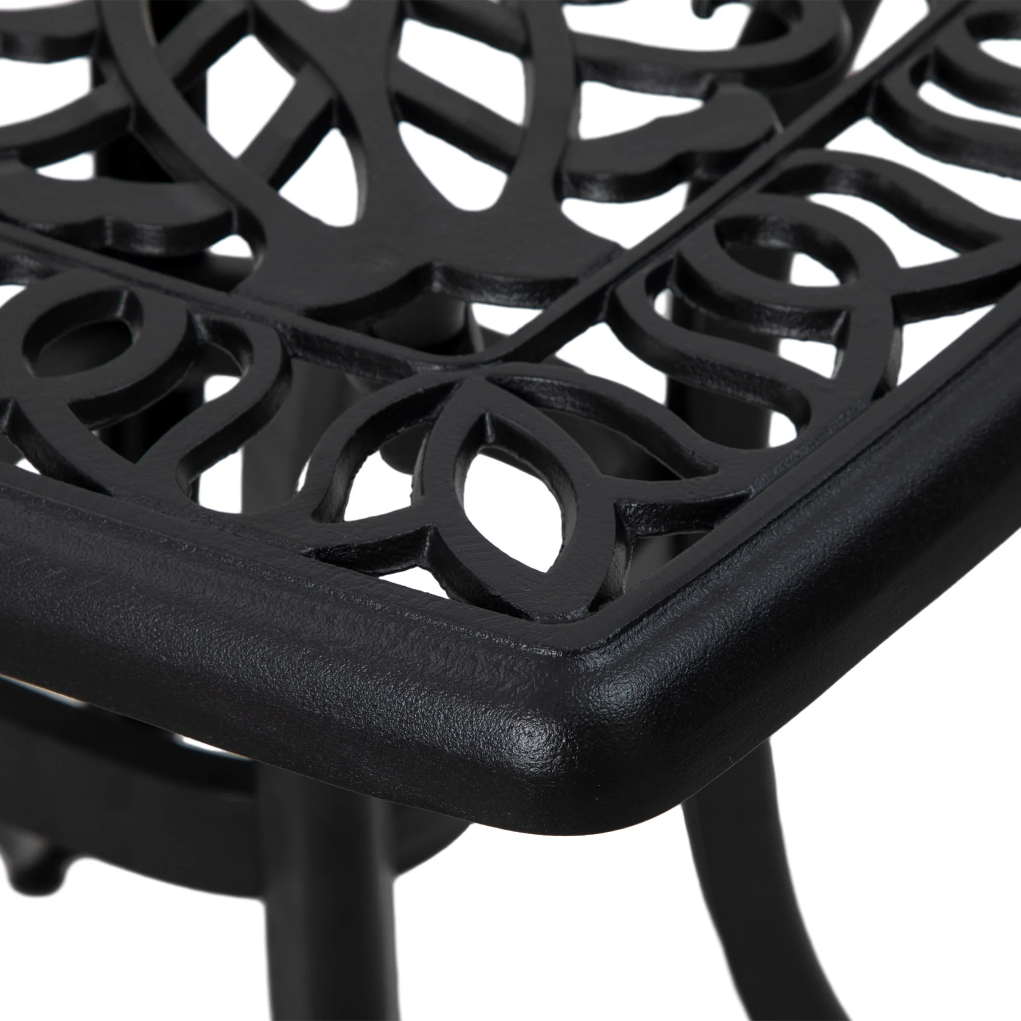Outsunny Cast Aluminium Bistro Table With Umbrella Hole, Black - Image 8