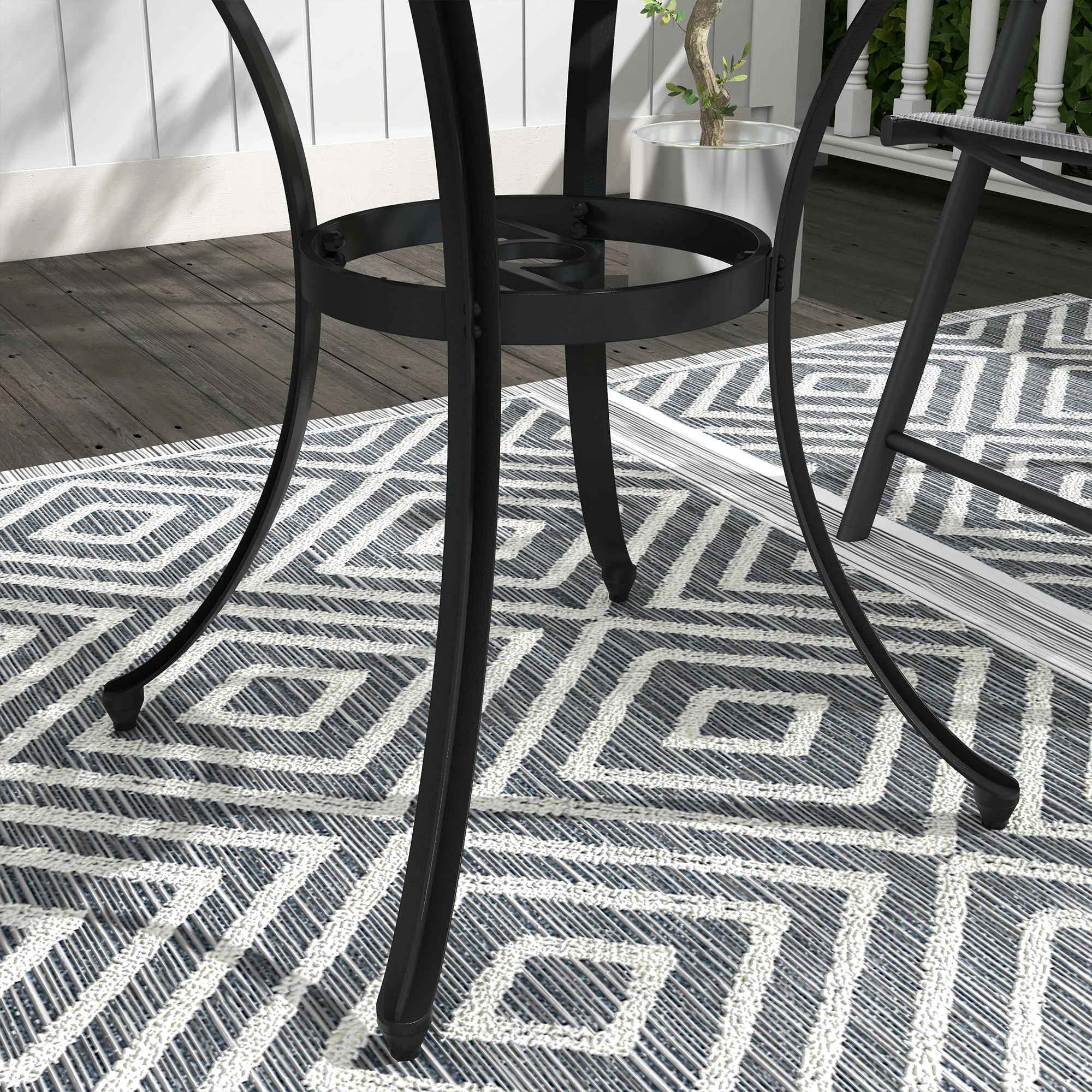 Outsunny Cast Aluminium Bistro Table with Umbrella Hole for Balcony, Black - Image 9
