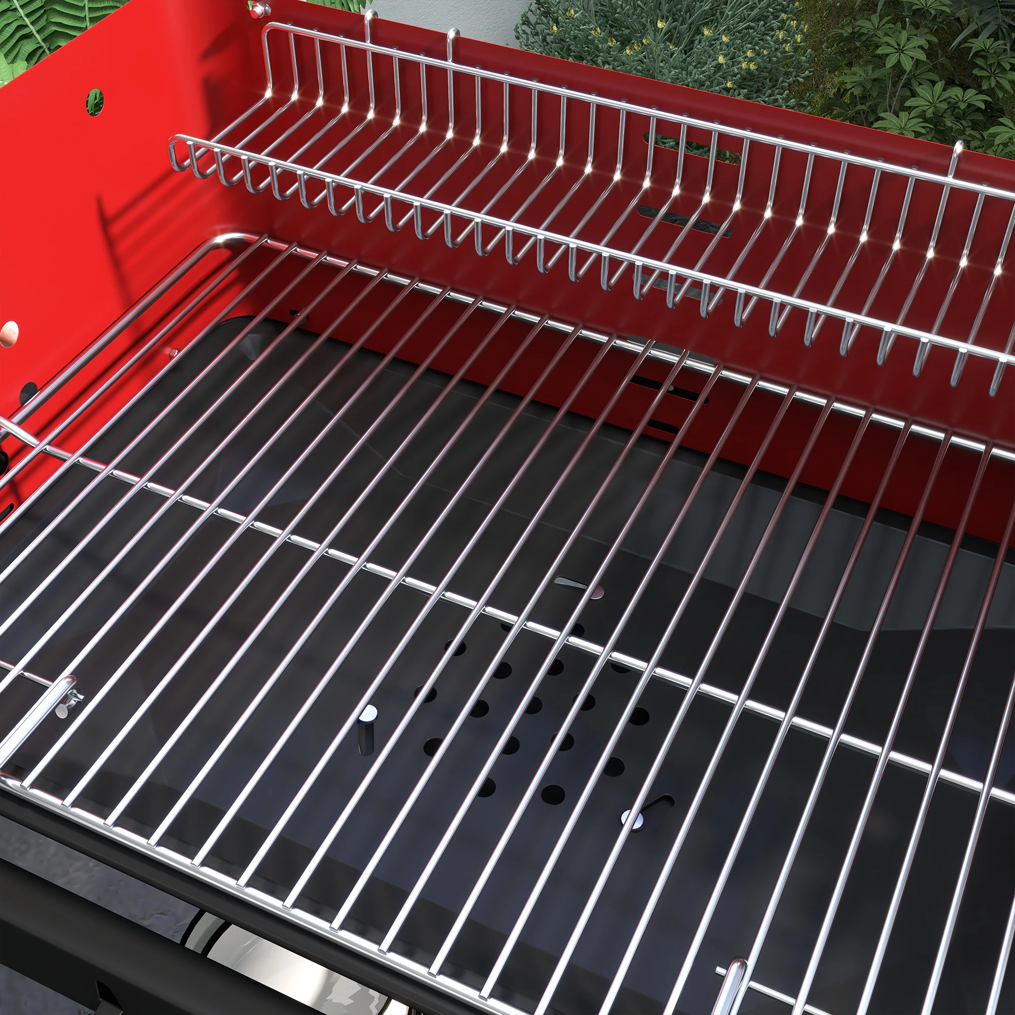 Outsunny Charcoal Barbecue BBQ Grill Trolley W/ 5-level Grill Height Ash Catcher - Image 18