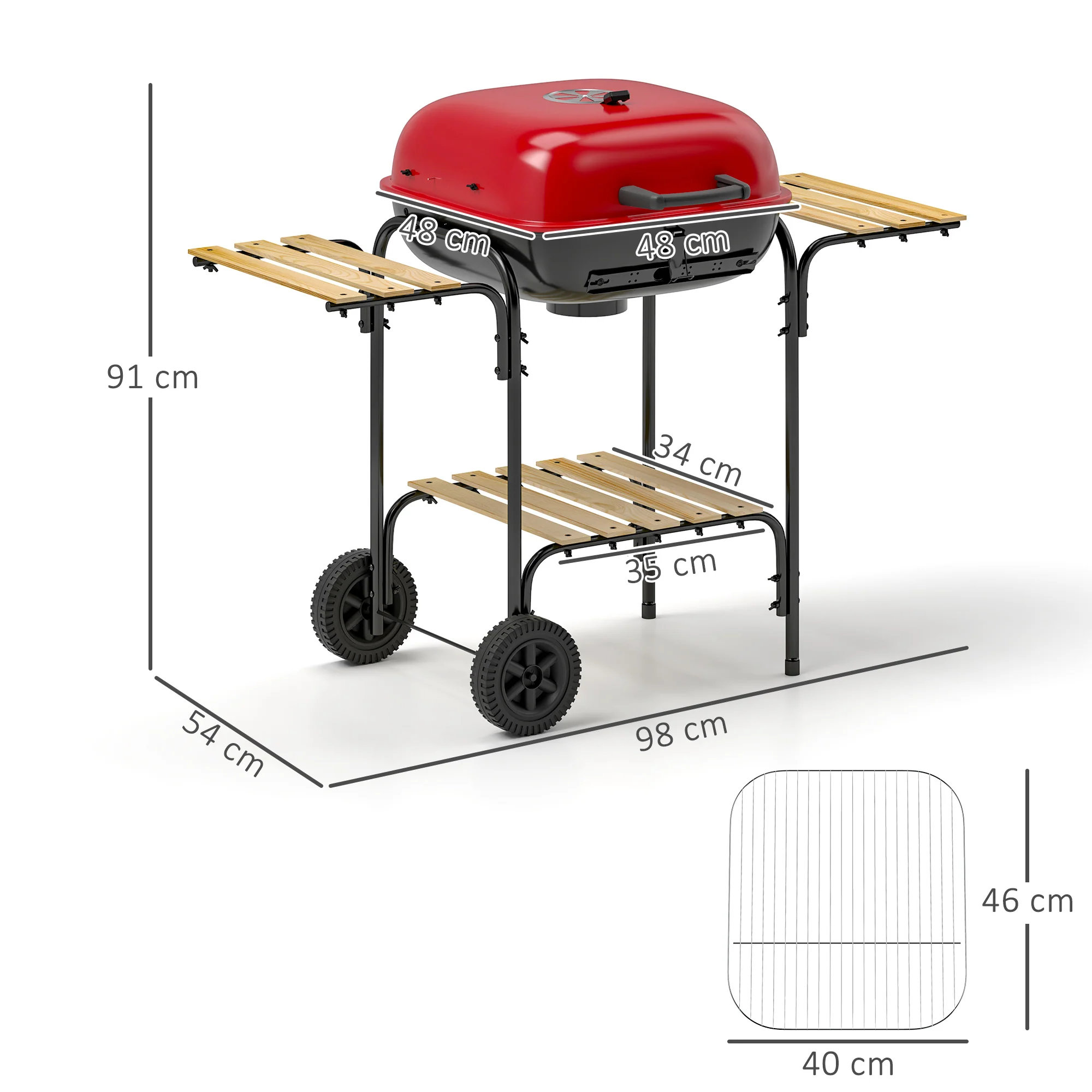 Outsunny Charcoal Barbecue Grill Portable BBQ With Lockable Lid, Vent - Image 14