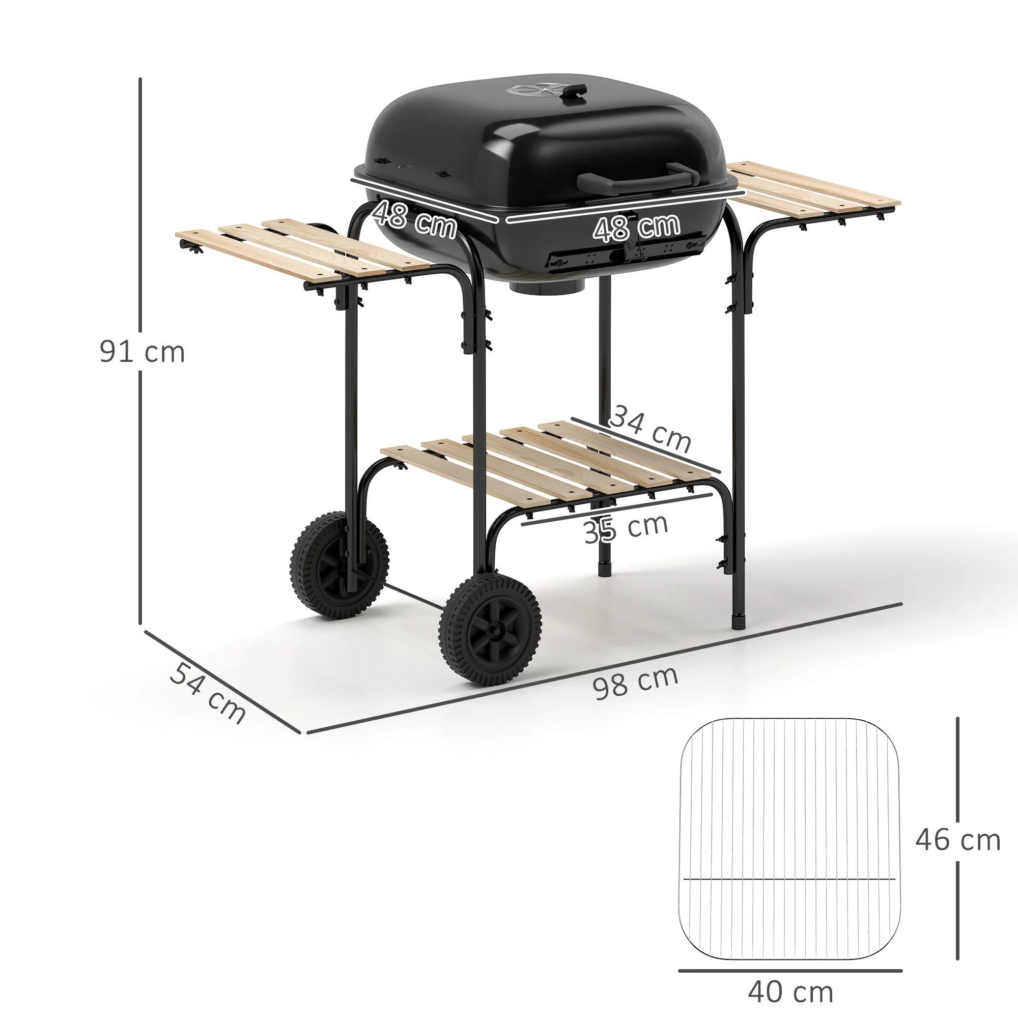 Outsunny Charcoal Barbecue Grill Portable BBQ With Lockable Lid, Vent - Image 5