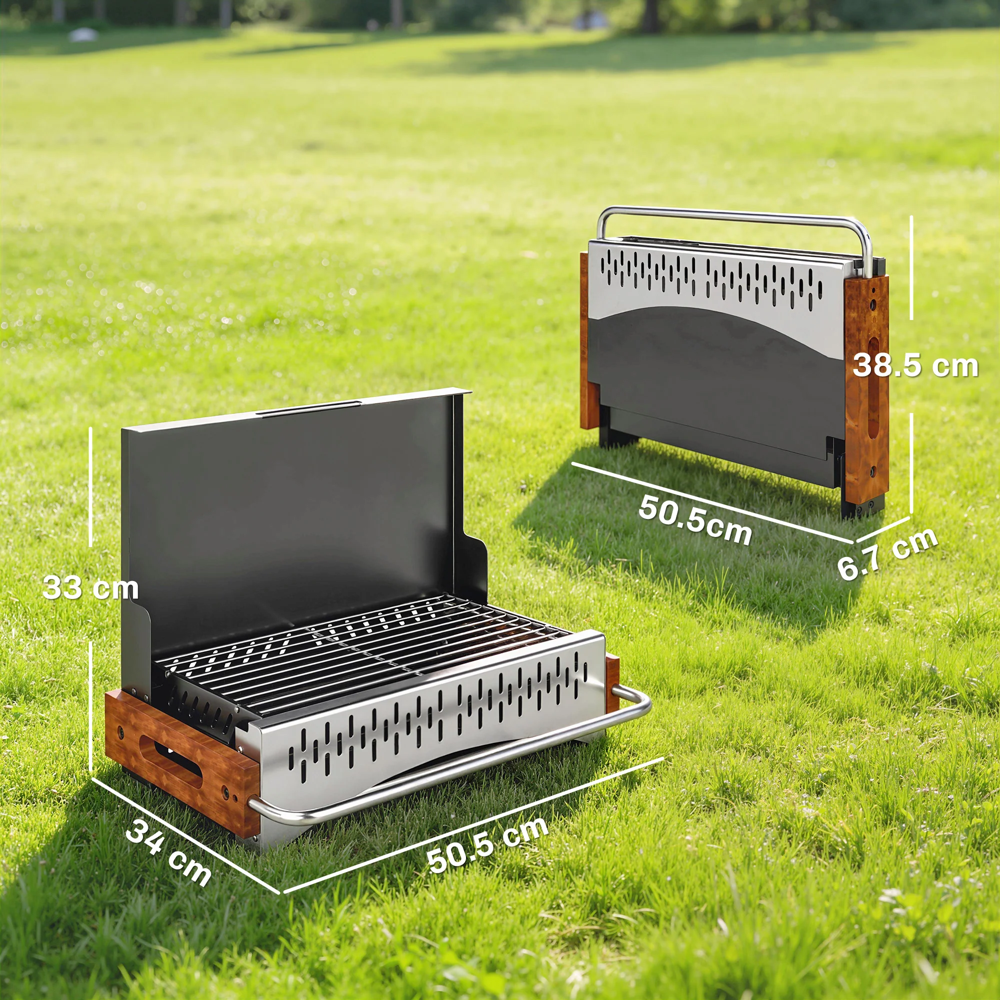 Outsunny Charcoal BBQ Grill Folding Barbecue Grill for Camping Black - Image 5