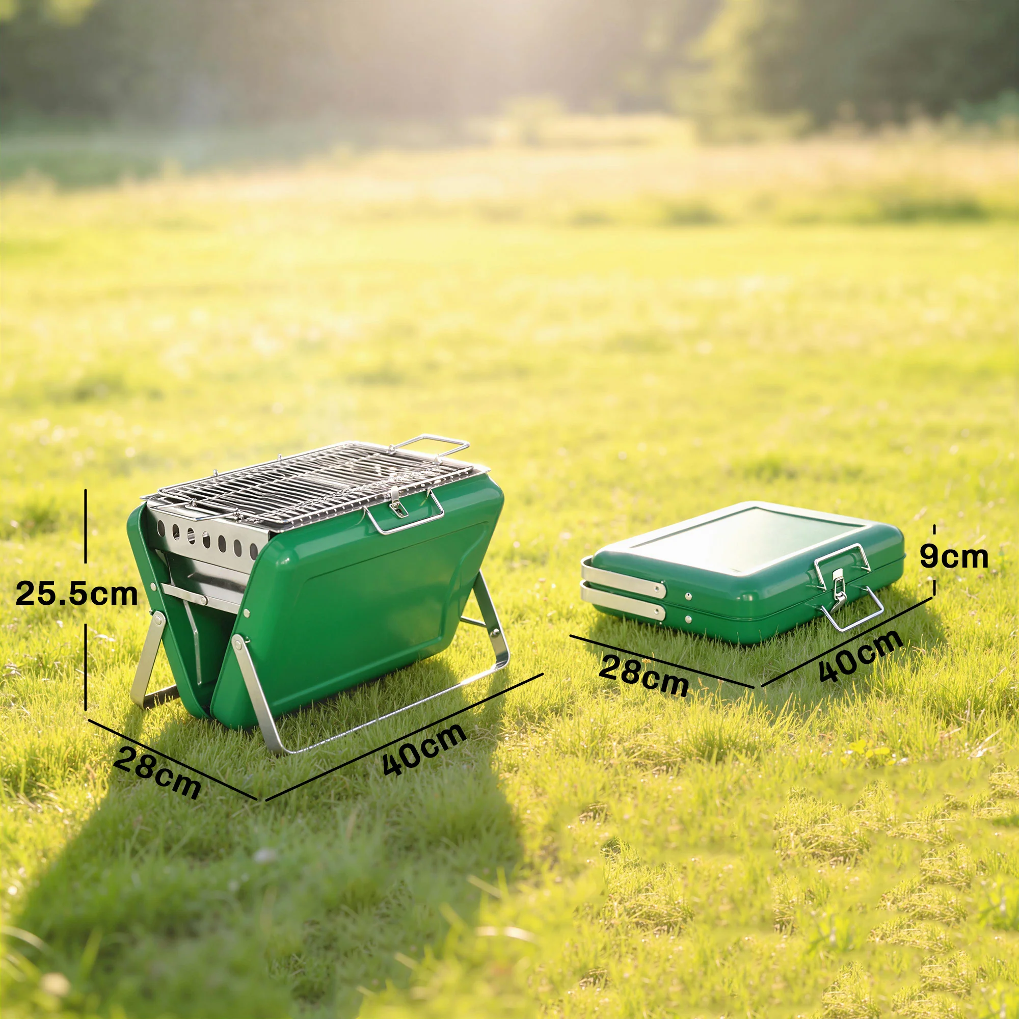 Outsunny Charcoal BBQ Grill Portable with Tilting Grate Dark Green - Image 5