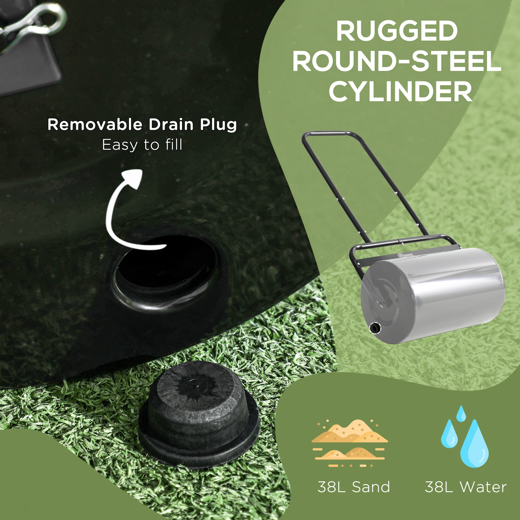 Outsunny Combination Push W/ 38L Sand Or Water Garden Black - Image 3