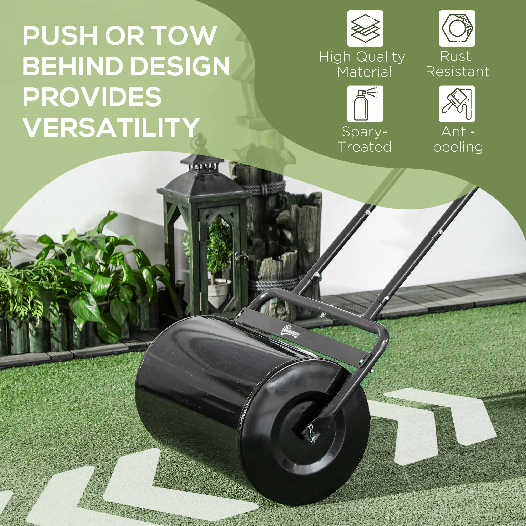 Outsunny Combination Push W/ 38L Sand Or Water Garden Black - Image 6