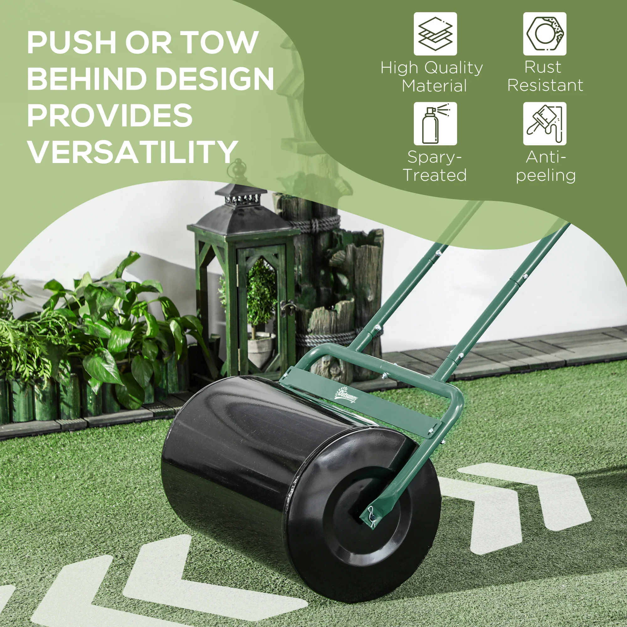 Outsunny Combination Push W/ 38L Sand Or Water Garden Dark Green - Image 6