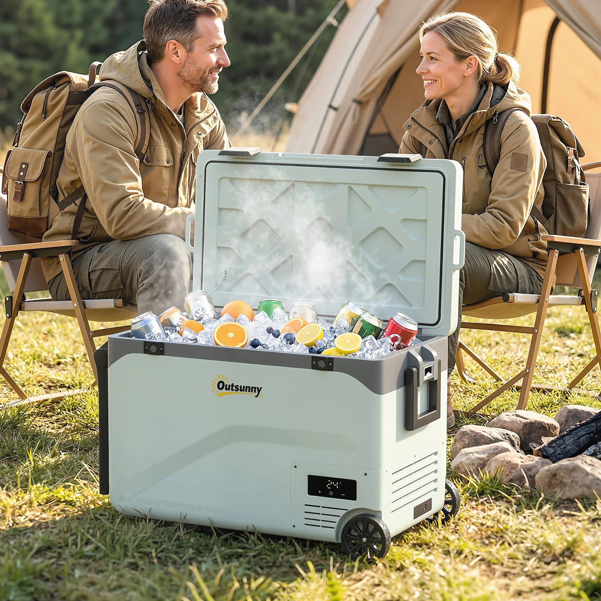 Outsunny Compressor Car Fridge Freezer, Camping Refrigerator W/ App Control - Image 2