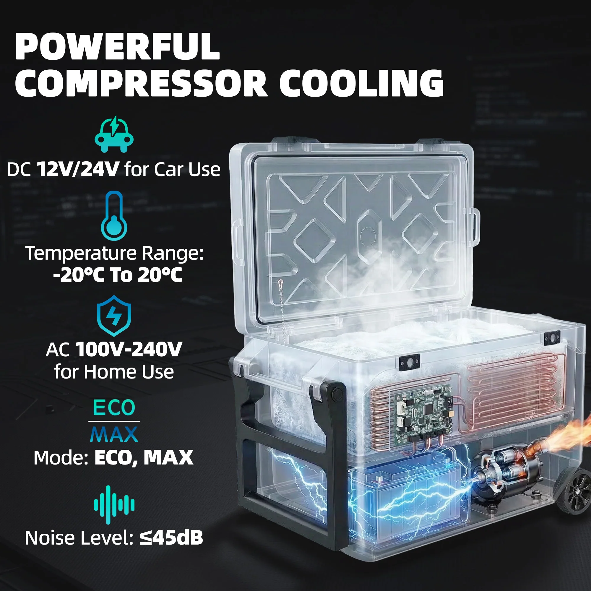 Outsunny Compressor Car Fridge Freezer, Camping Refrigerator W/ App Control - Image 3
