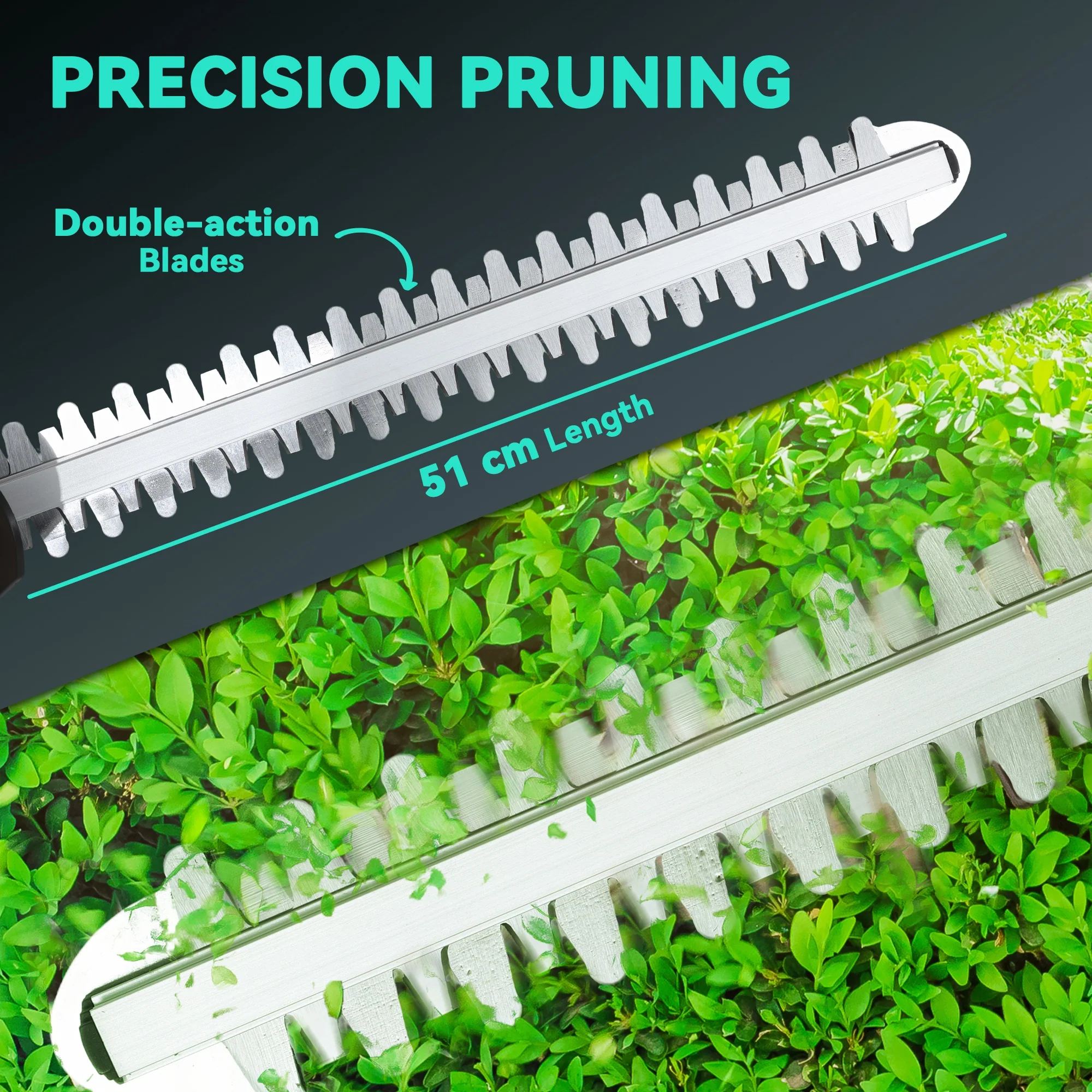 Outsunny Cordless Hedge Trimmer With 51cm Blade, Brushless Motor - Image 6