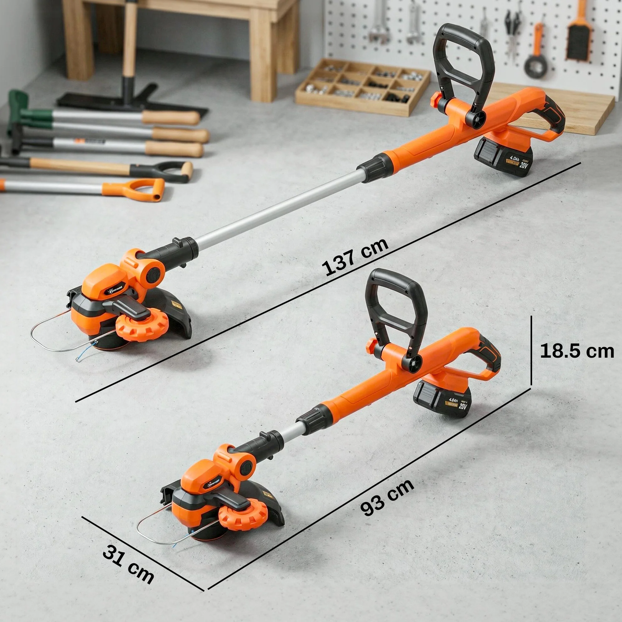 Outsunny Cordless Strimmer With 2 X 4.0Ah Lithium Batteries & Charger - Image 5