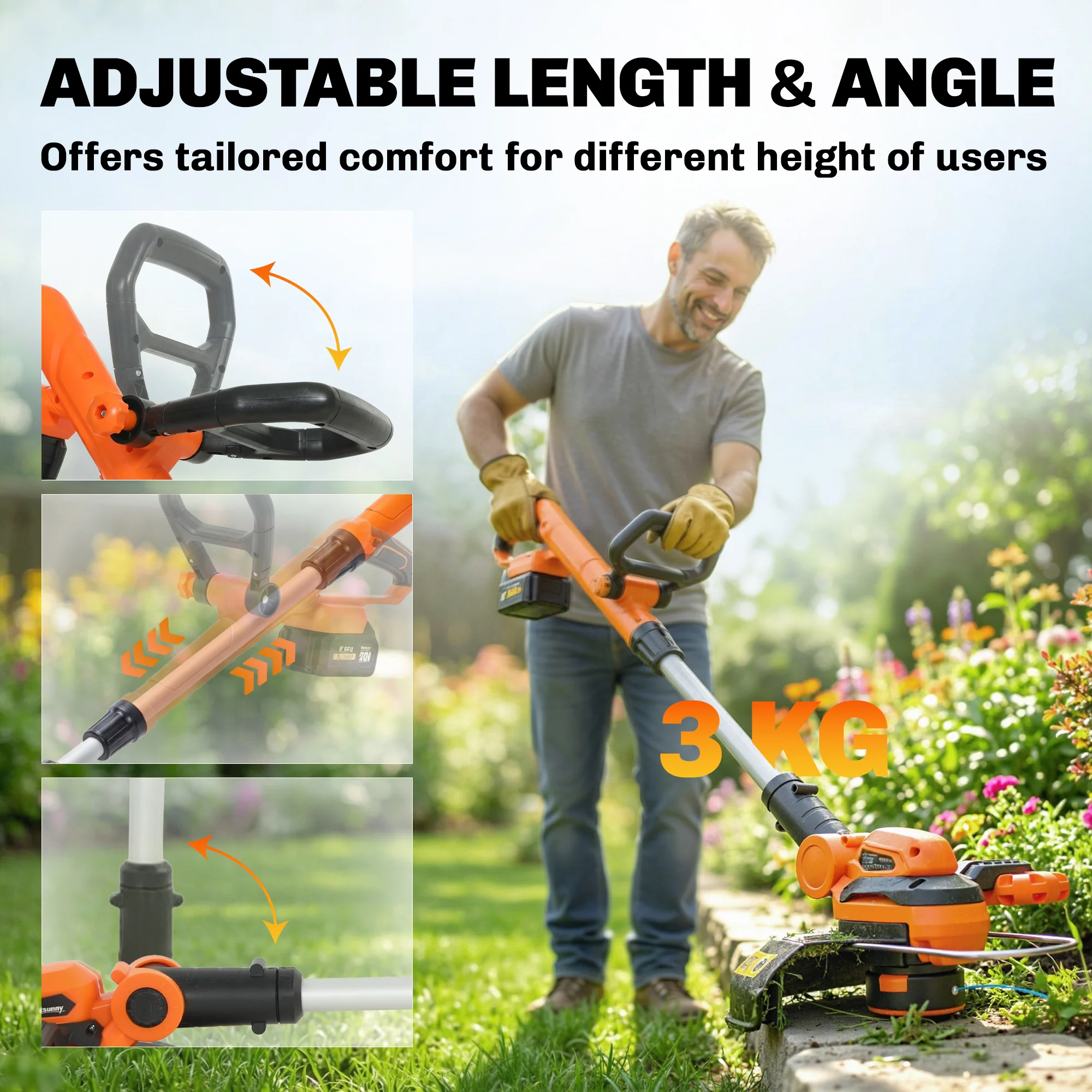 Outsunny Cordless Strimmer With 2 X 4.0Ah Lithium Batteries & Charger - Image 8