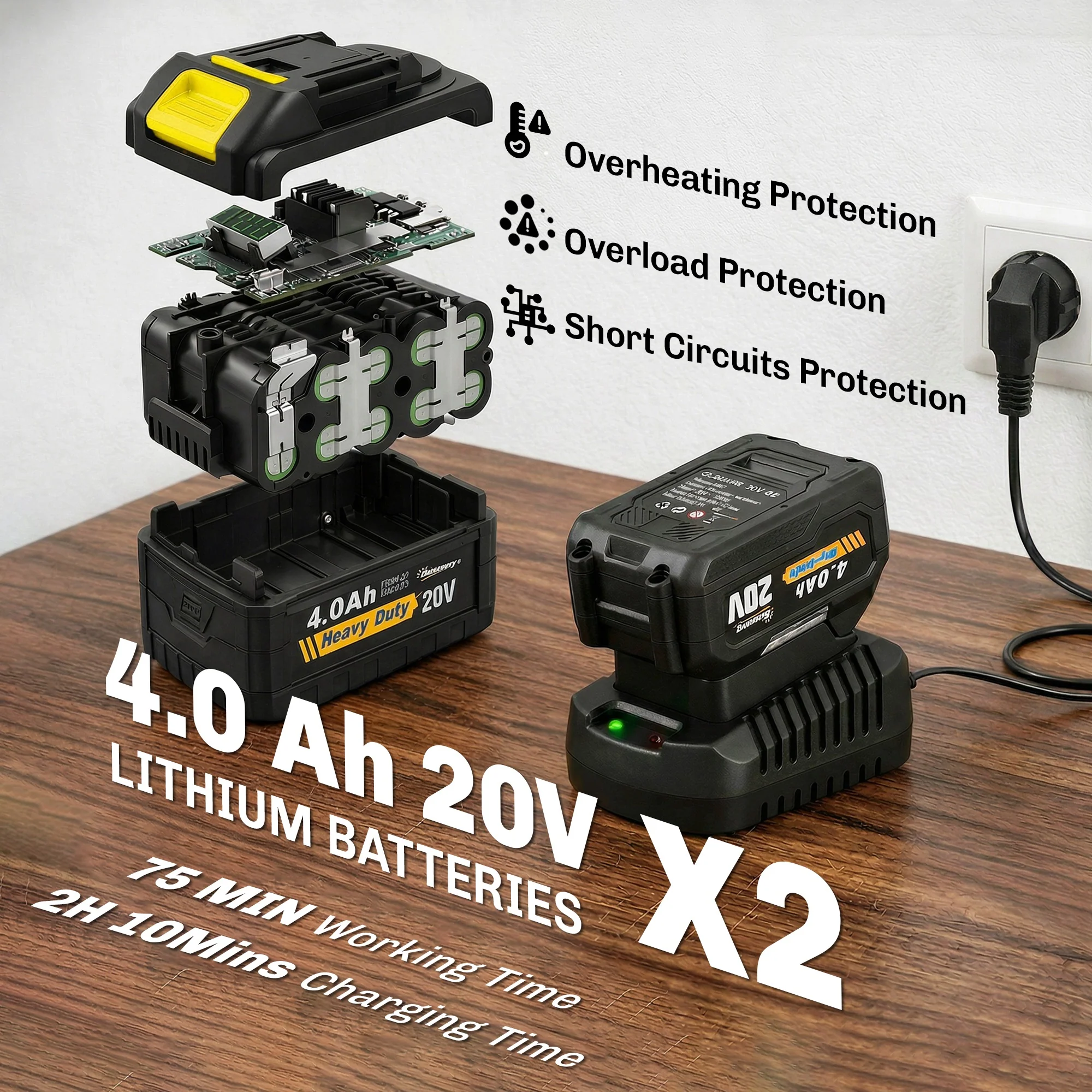 Outsunny Cordless Tiller, 18V Garden Rotavator with 2 x 4Ah Batteries - Image 4