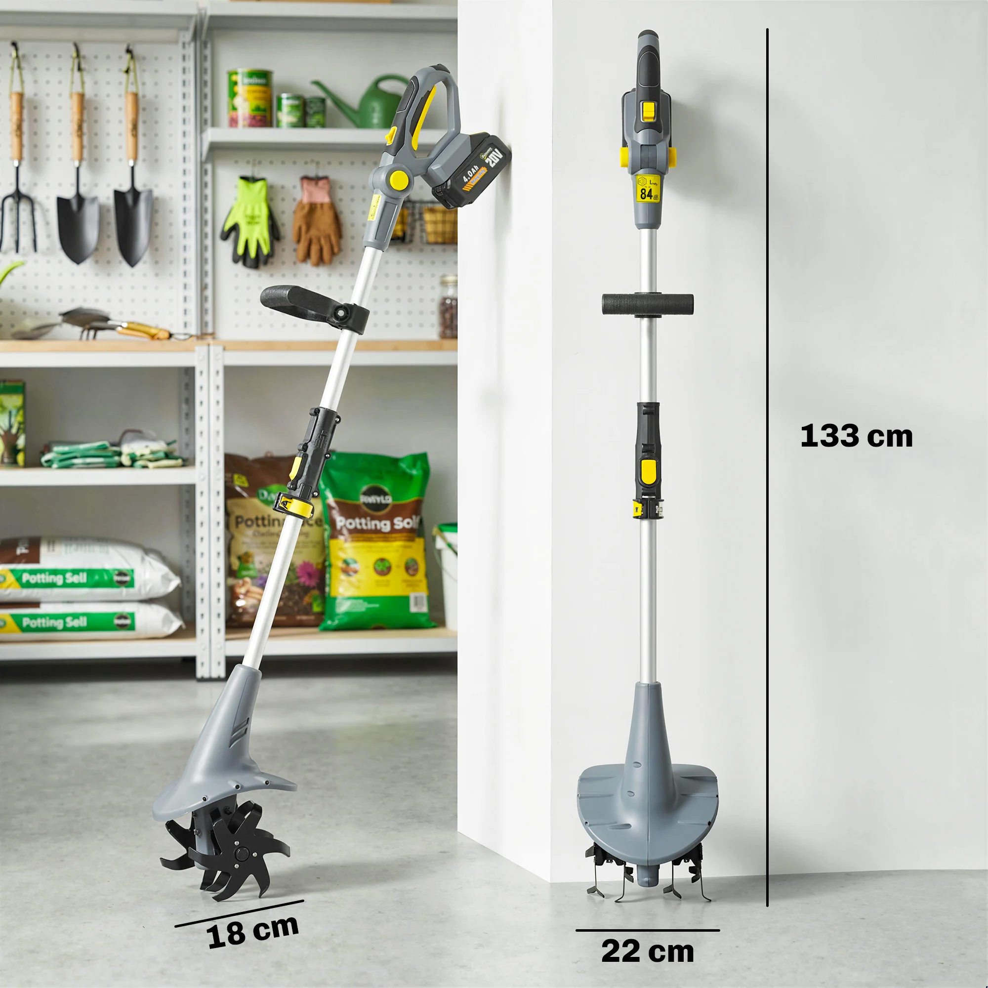 Outsunny Cordless Tiller, 18V Garden Rotavator with 2 x 4Ah Batteries - Image 5