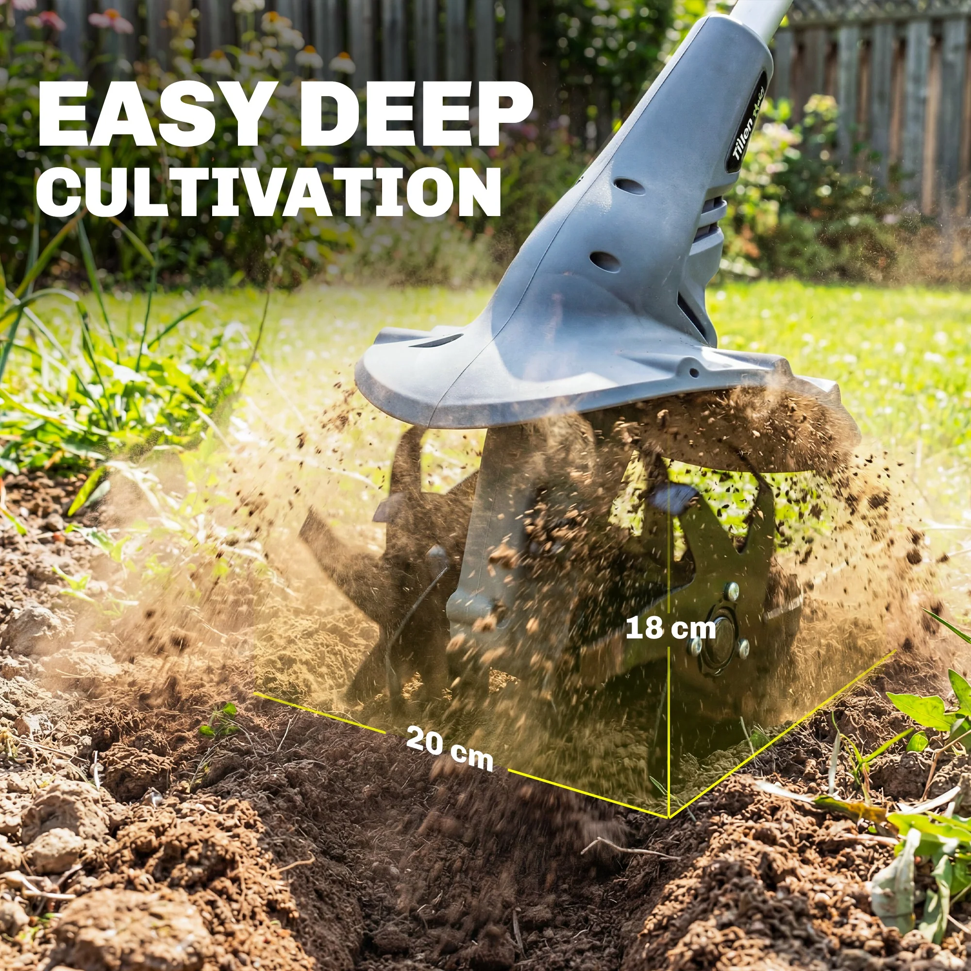 Outsunny Cordless Tiller, 18V Garden Rotavator with 2 x 4Ah Batteries - Image 6