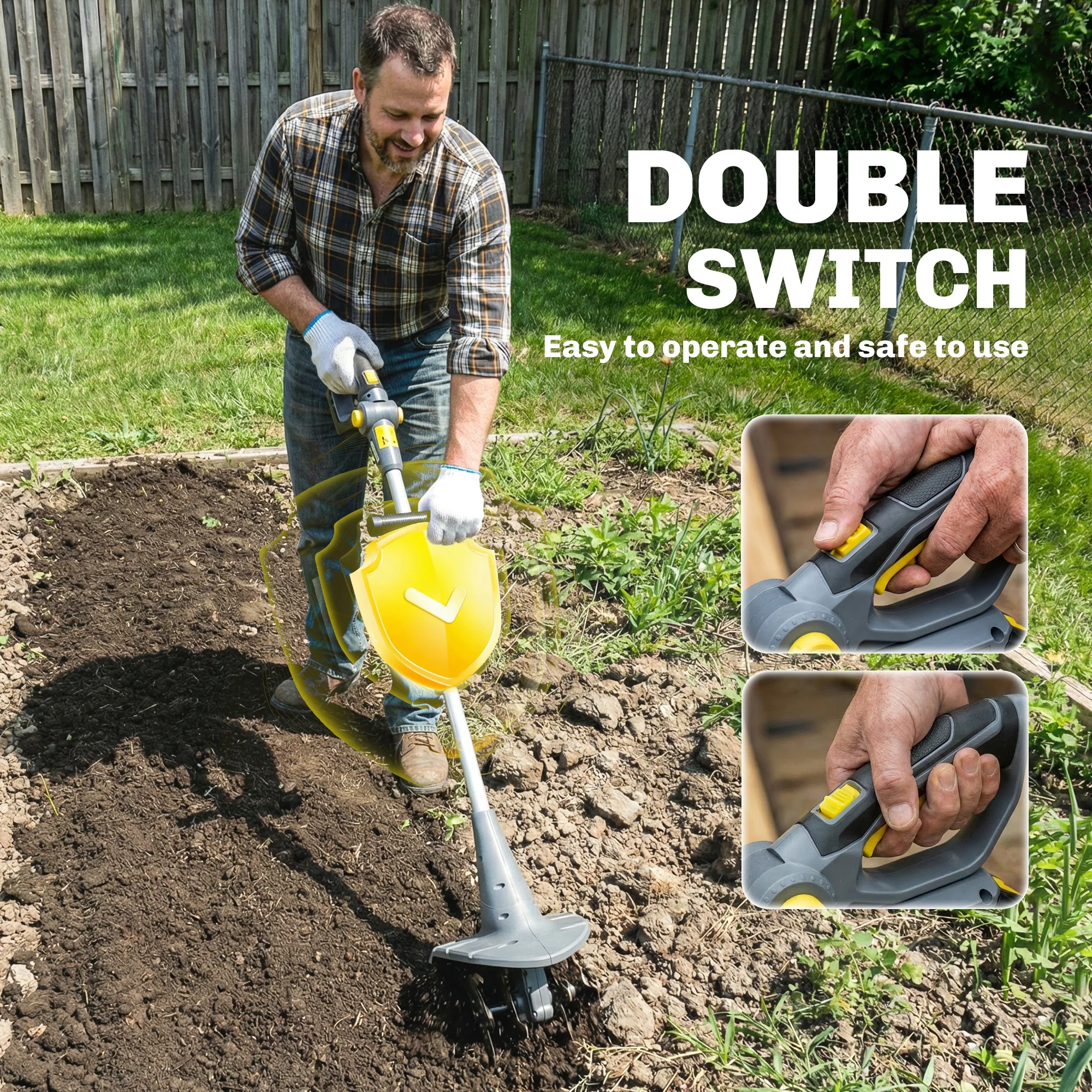 Outsunny Cordless Tiller, 18V Garden Rotavator with 2 x 4Ah Batteries - Image 9