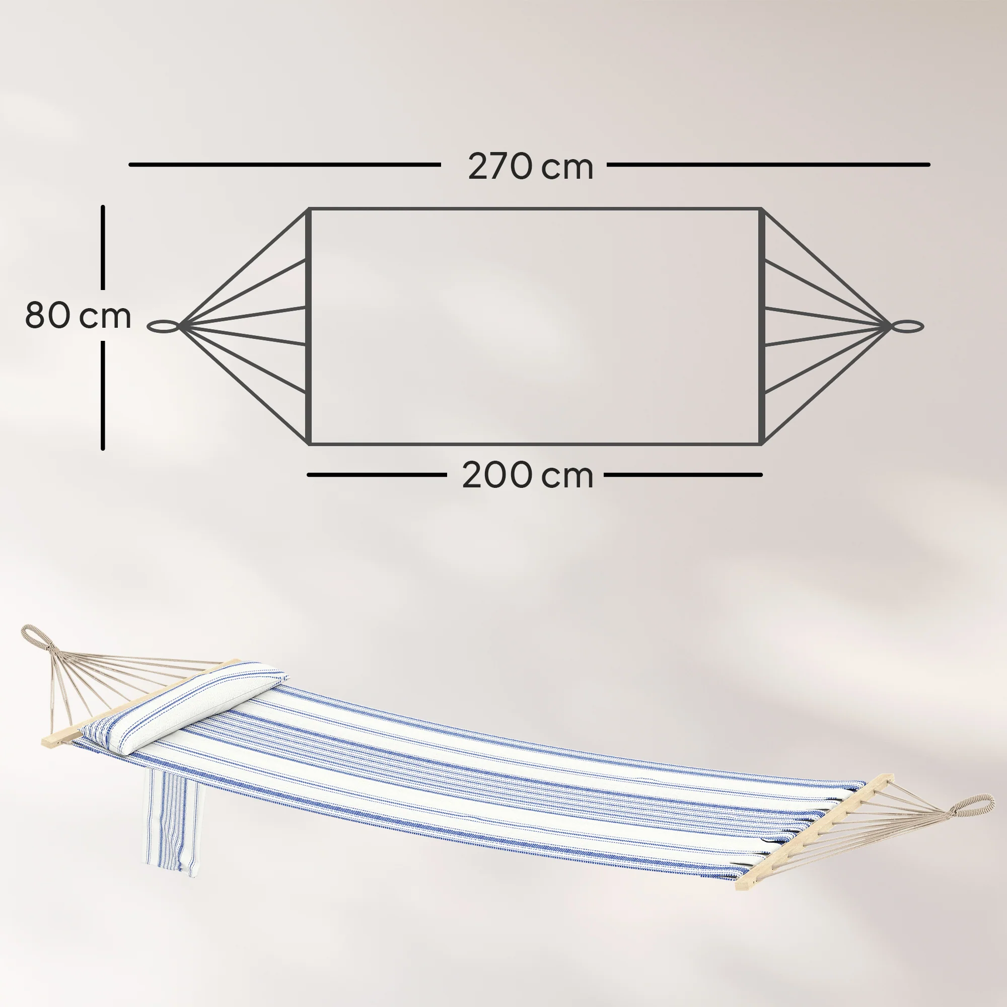 Outsunny Cotton Hammock, Soft Portable Swing Chair w/ Headrest - Image 3