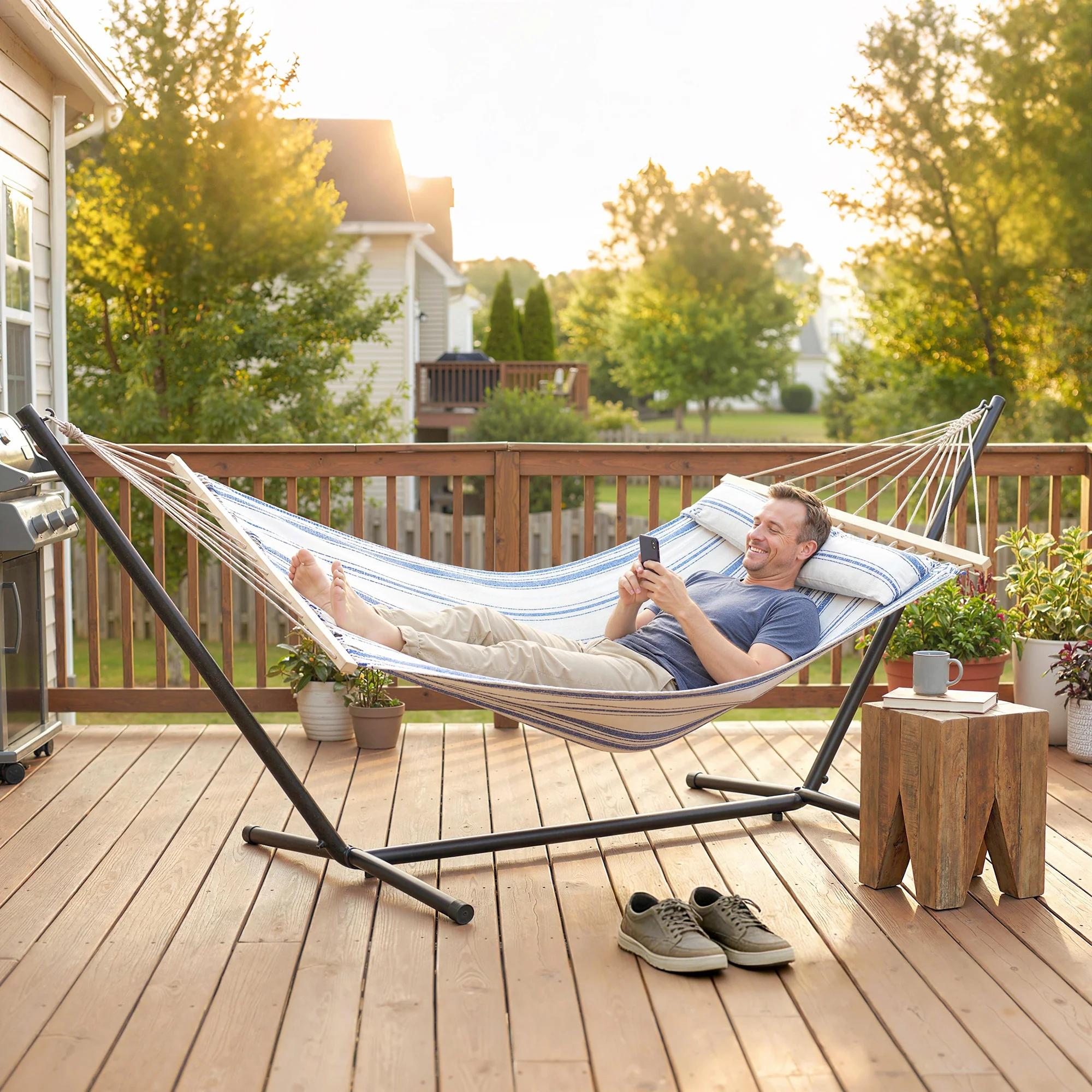 Outsunny Cotton Hammock, Soft Portable Swing Chair w/ Headrest - Image 9