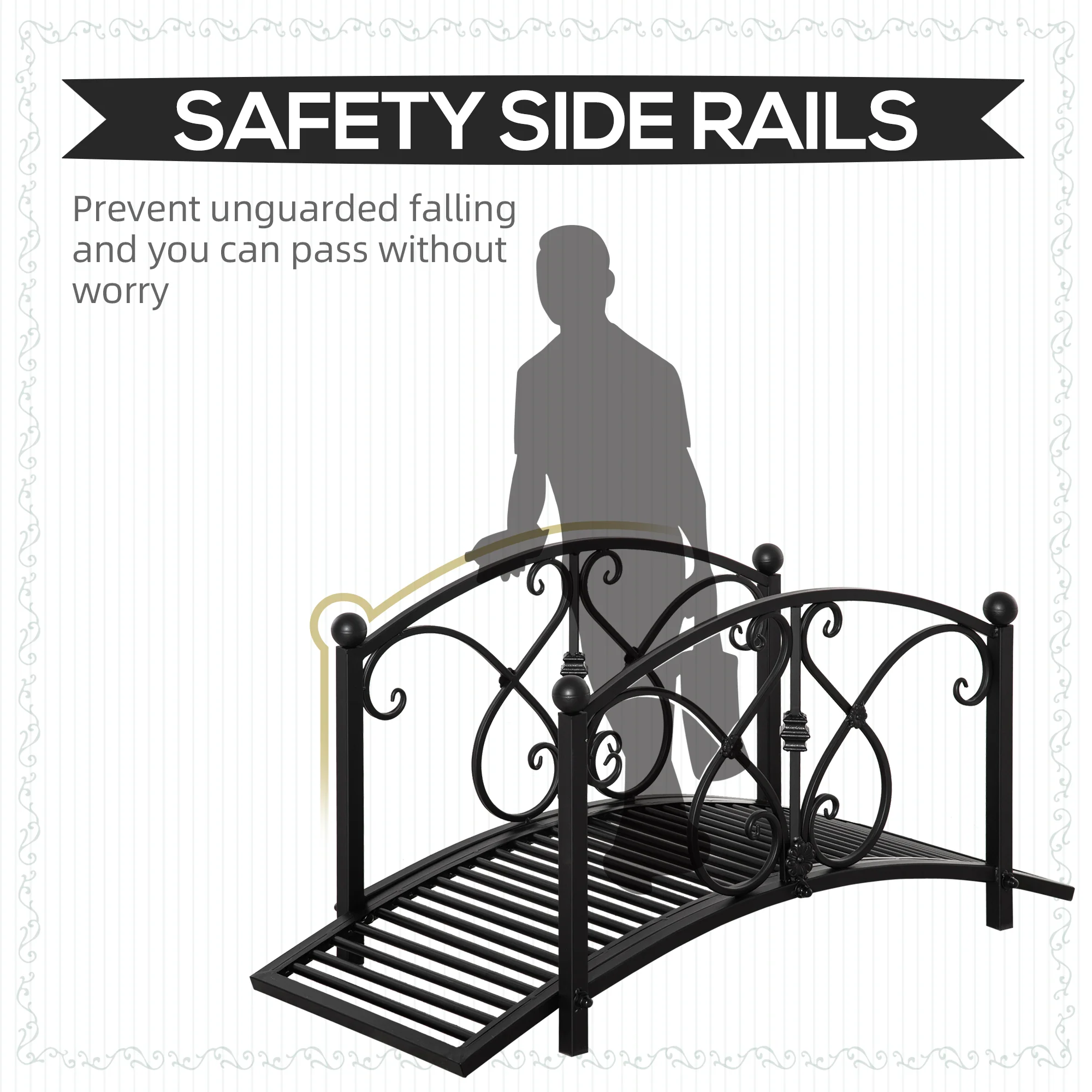 Outsunny Decorative Garden Bridge Landscaping with Railings for Creek Pond - Image 4