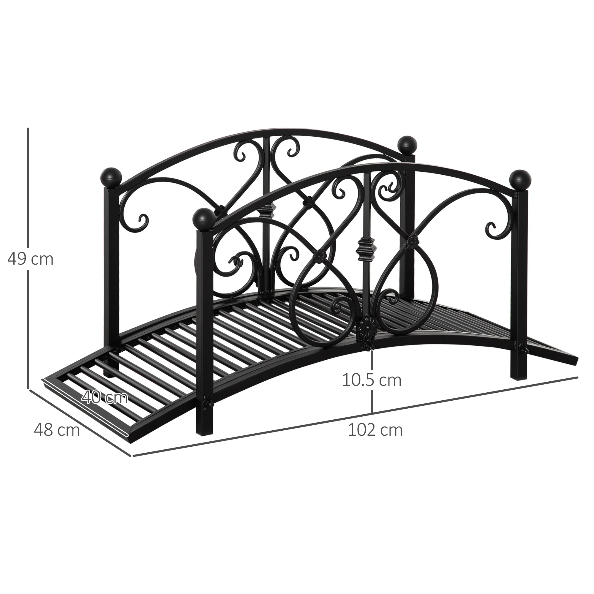Outsunny Decorative Garden Bridge Landscaping with Railings for Creek Pond - Image 5