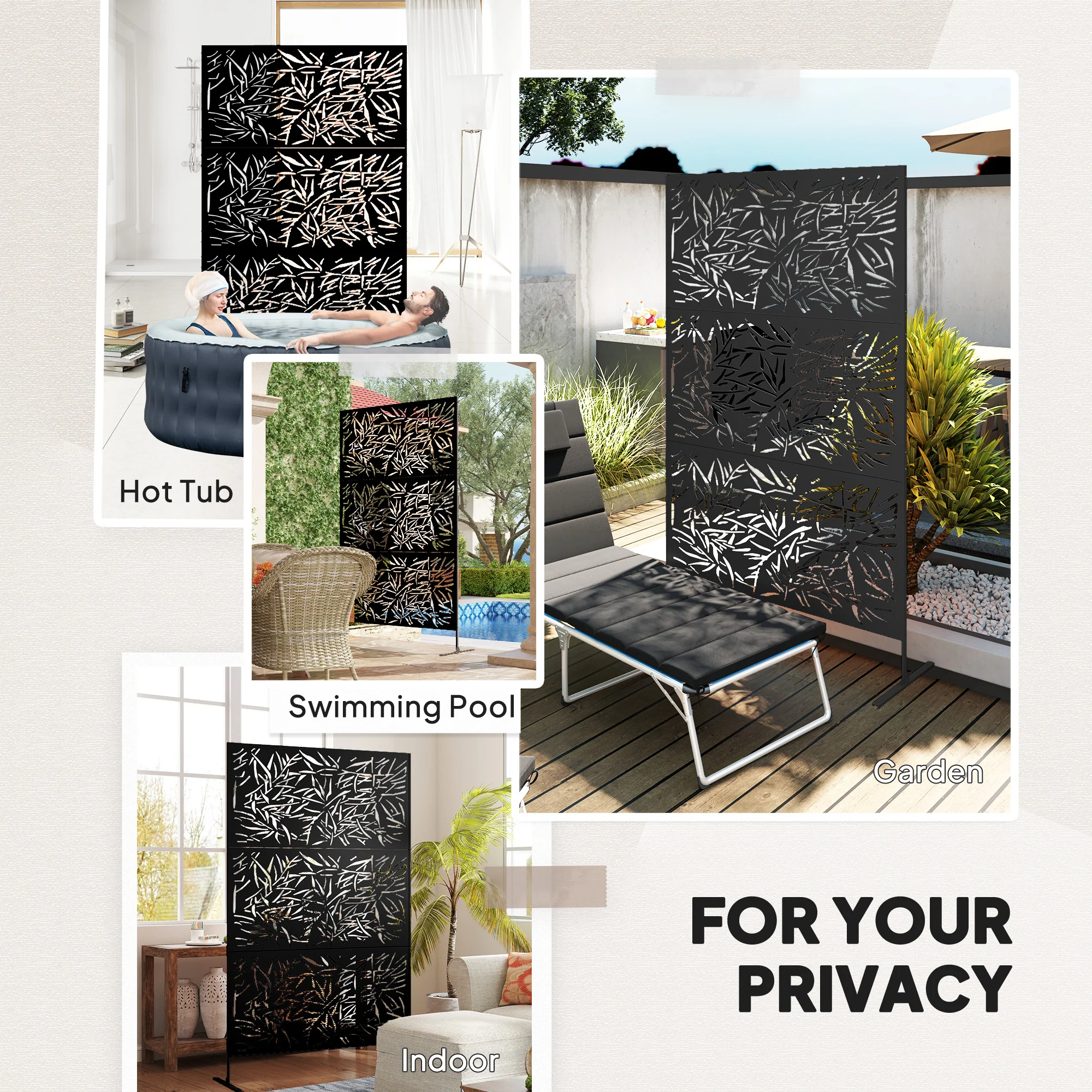 Outsunny Decorative Outdoor Divider Privacy Panel with Stand, Rhombus - Image 15
