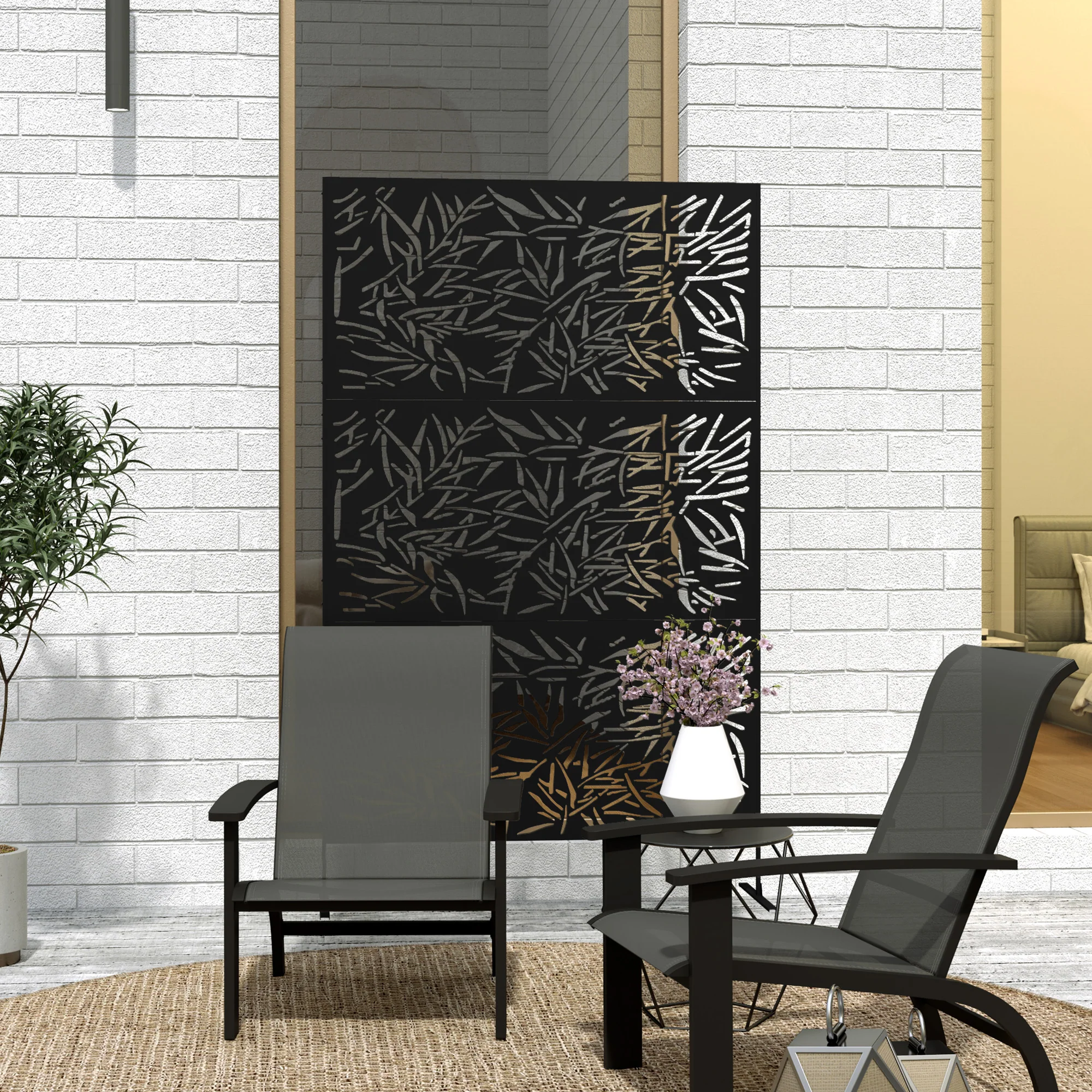 Outsunny Decorative Outdoor Divider Privacy Panel with Stand, Rhombus - Image 17