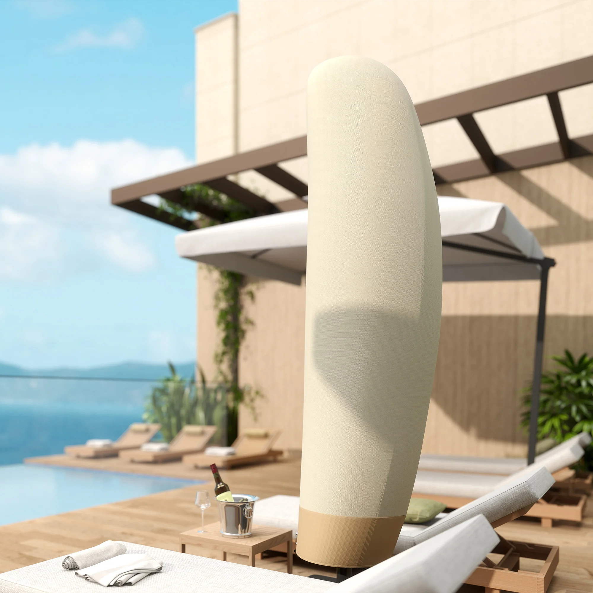 Outsunny Deluxe Large Garden Waterproof Parasol Cover Outdoor Furniture Patio Market Banana Umbrella Cantilever Protector Rain Dust Protective W/Zip (56 X 220H (cm)) - Image 7