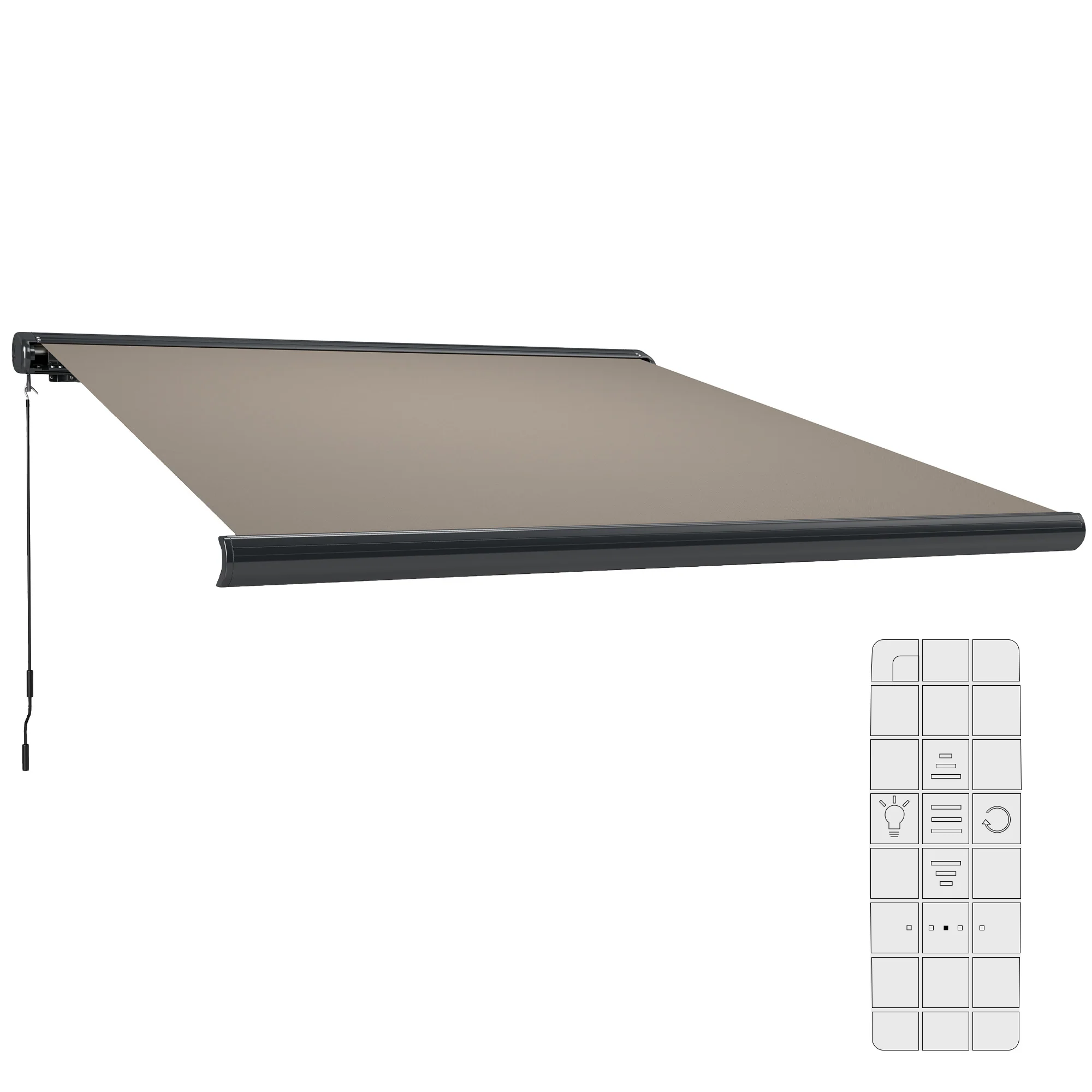 Outsunny DIY Retractable Canopy with Remote Controller for Patio, Light Grey - Image 10