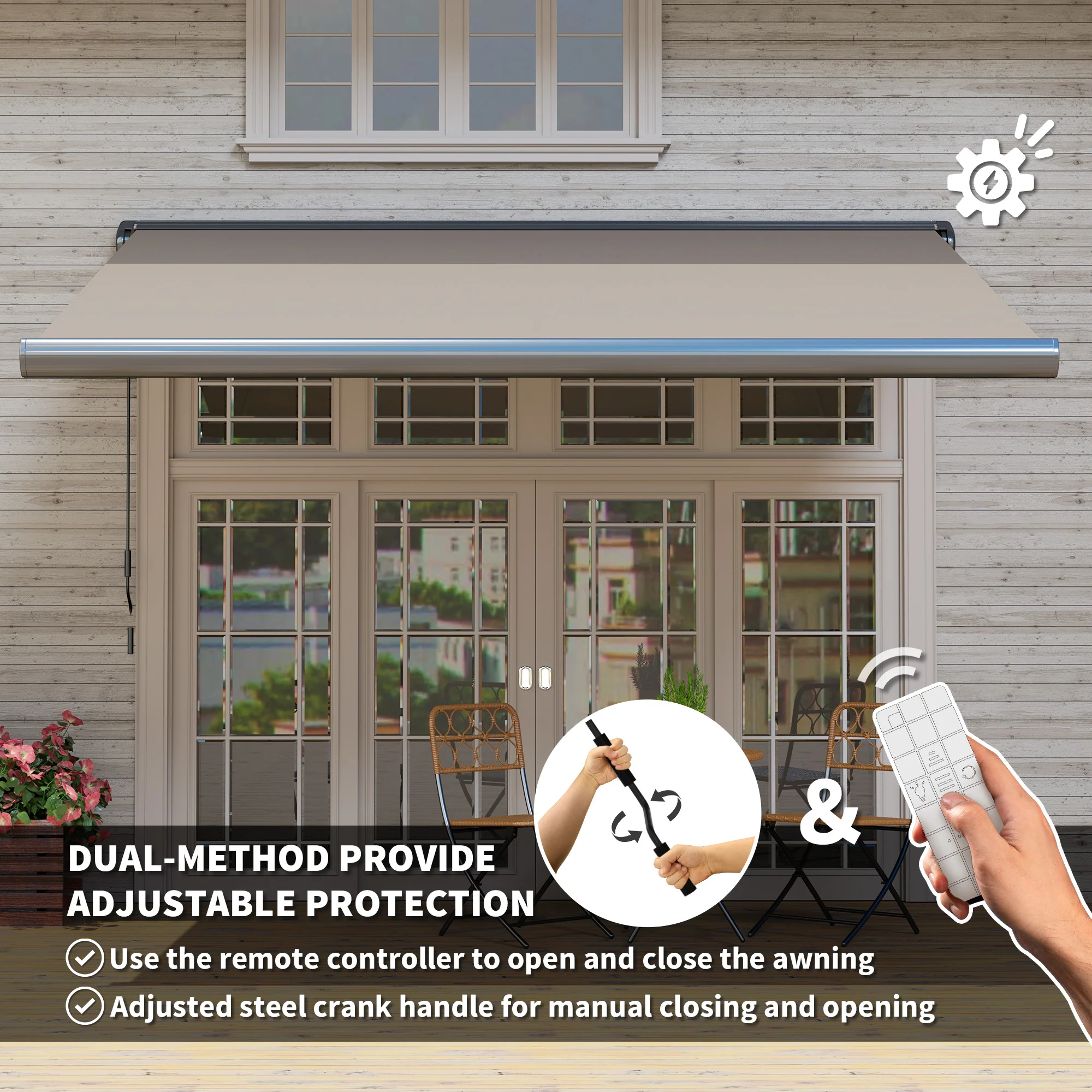 Outsunny DIY Retractable Canopy with Remote Controller for Patio, Light Grey - Image 12