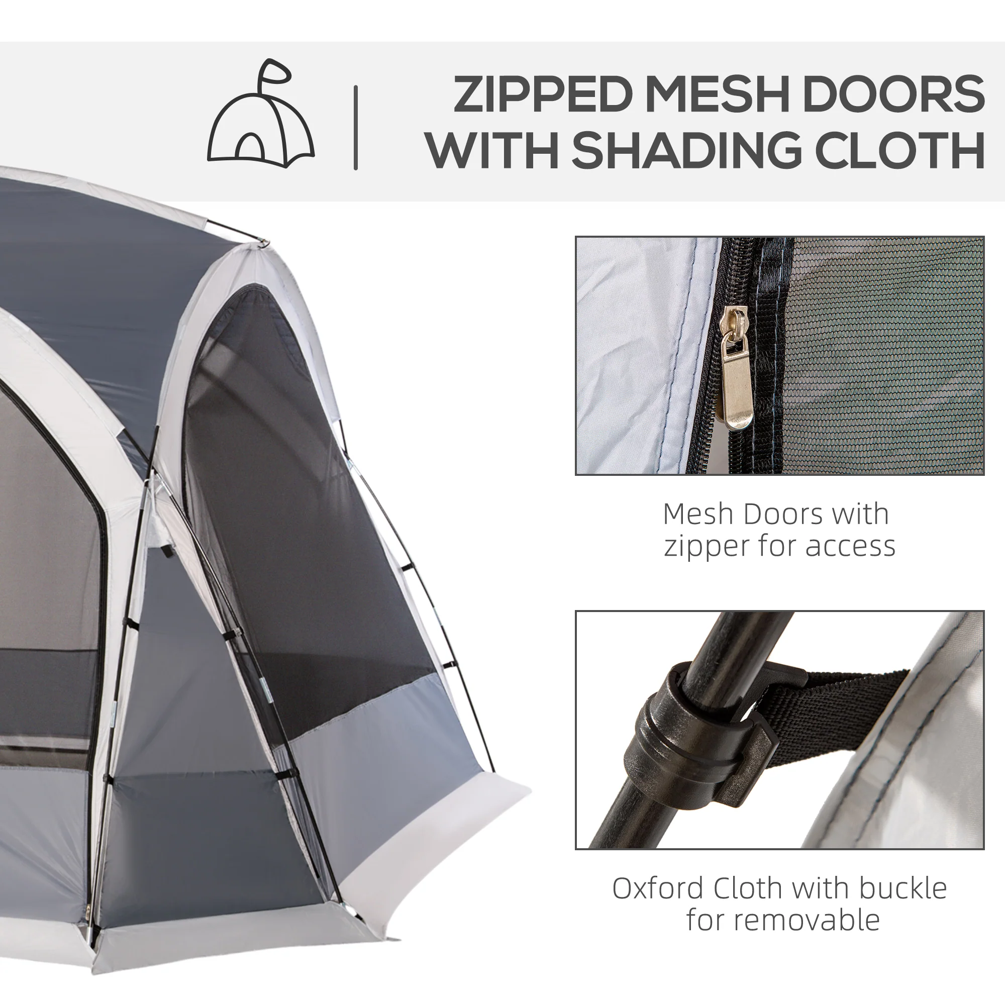 Outsunny Dome Tent for 6-8 Person Camping Tent w/ Zipped Mesh Doors Lamp Hook - Image 5