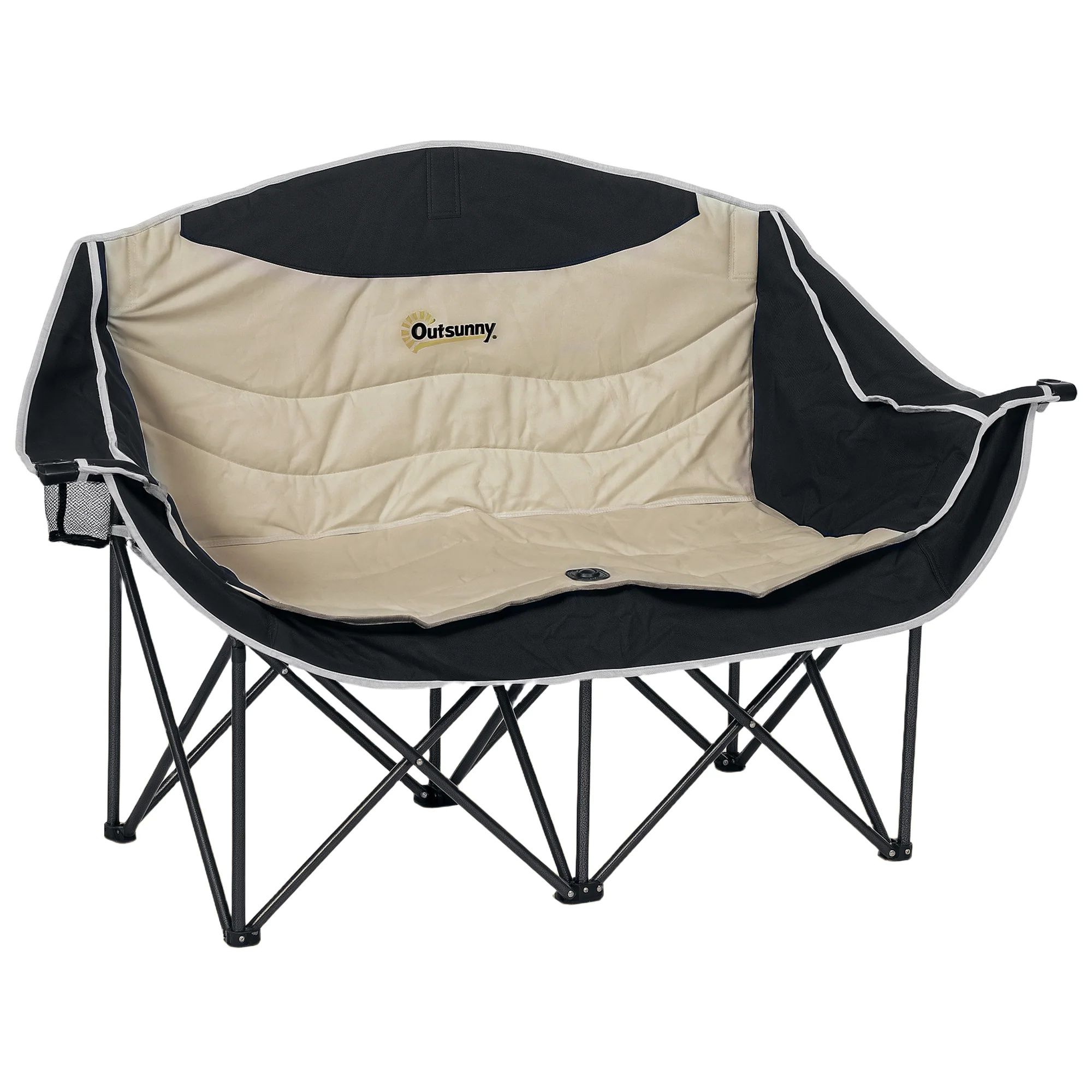 Outsunny Double Camping Chair For Adults With Armrests, Cup Holders - Green/Khaki - Image 10