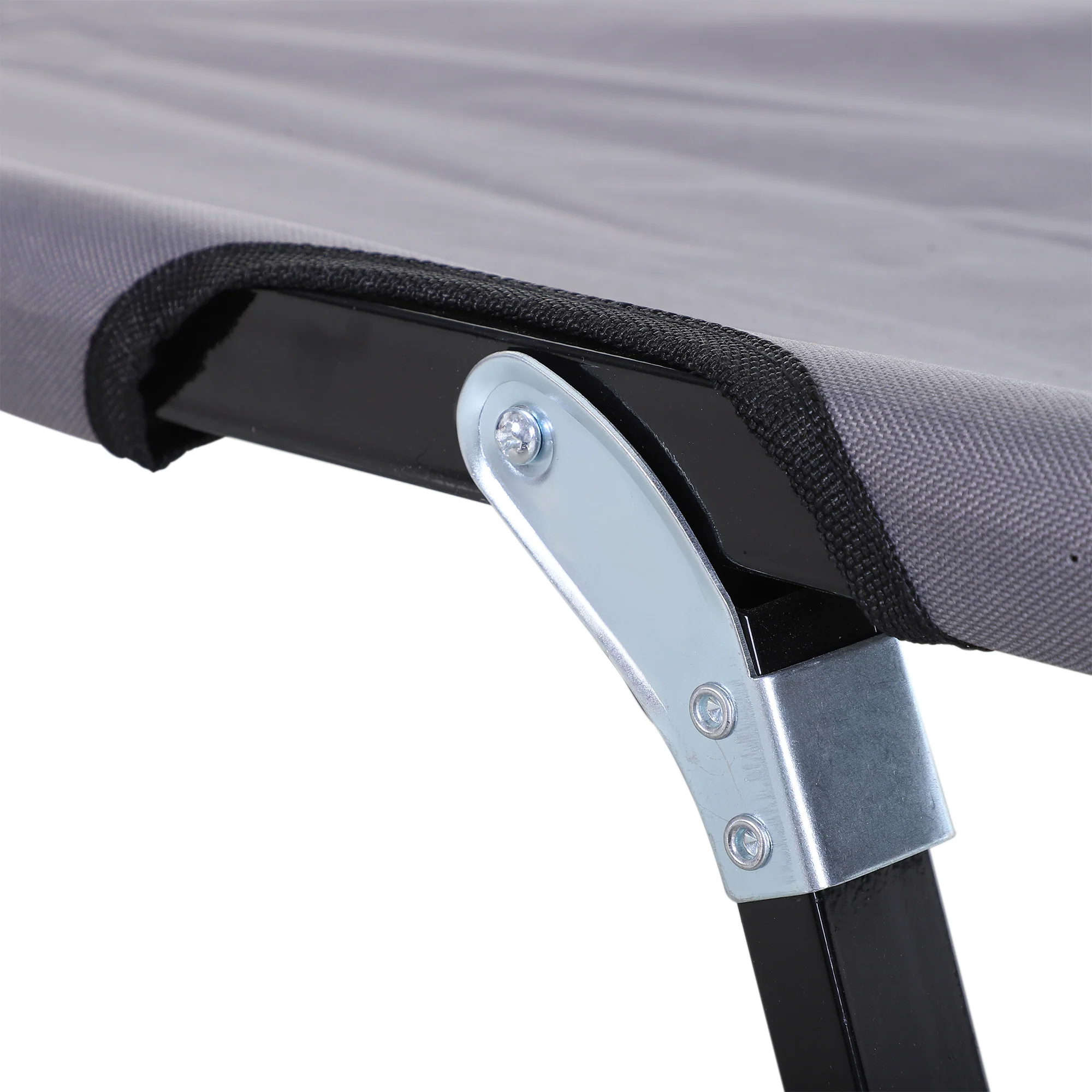 Outsunny Double Camping Folding Cot Outdoor Portable Sunbed, Grey - Image 16