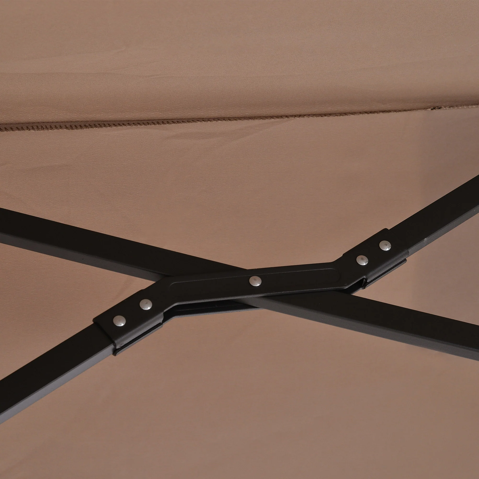 Outsunny Double Canopy Offset Parasol Umbrella Garden Shade Steel Canopy Brown - Image 8