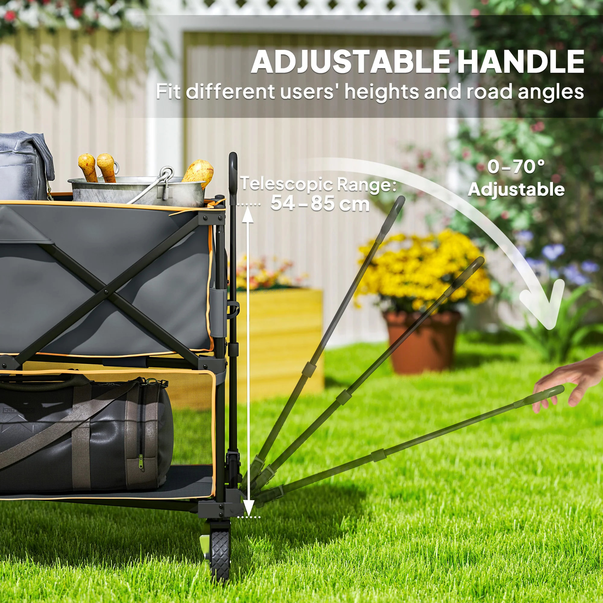 Outsunny Double Decker Folding Trolley Cart On Wheels, 200KG Capacity - Image 16