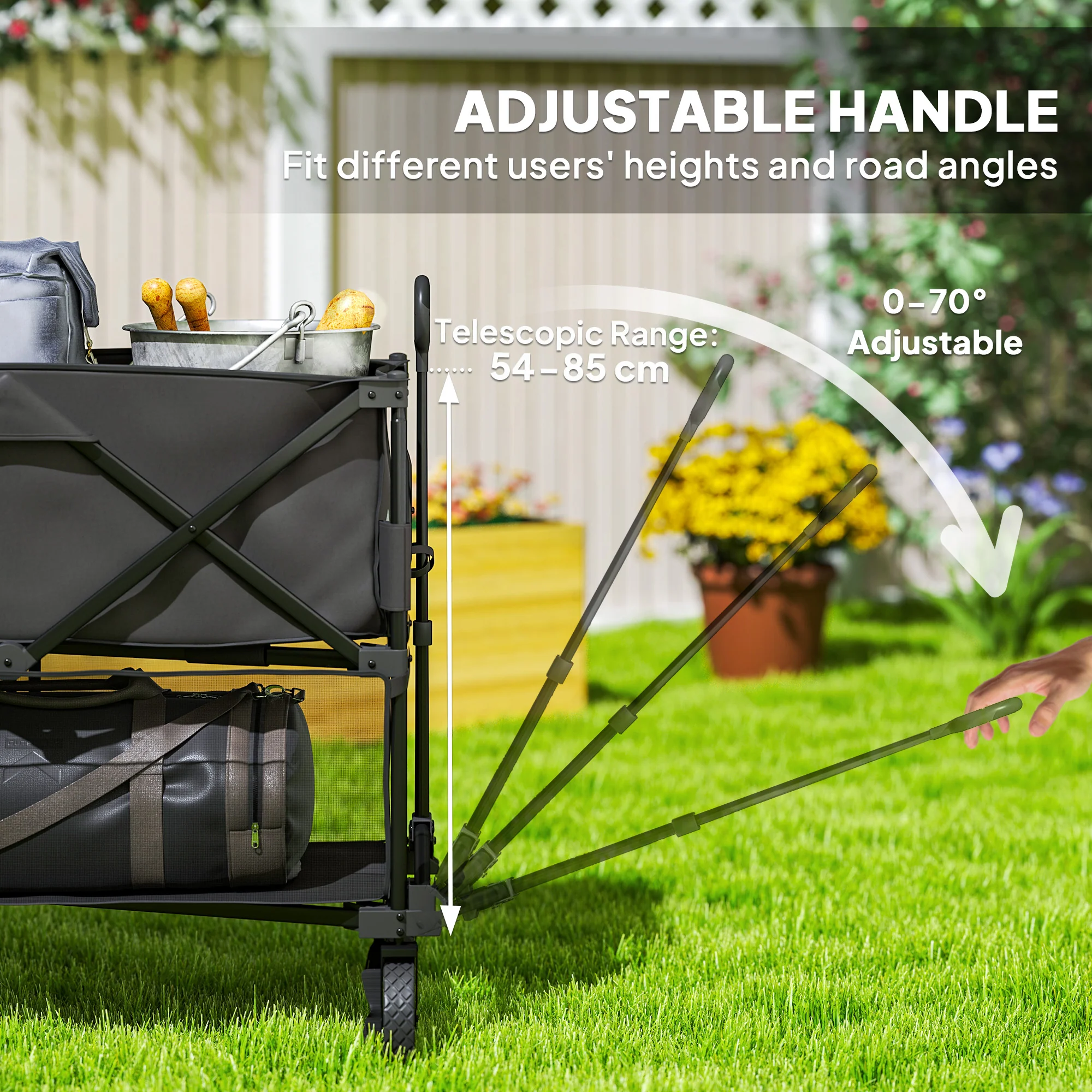 Outsunny Double Decker Folding Trolley Cart On Wheels, 200KG Capacity - Image 7