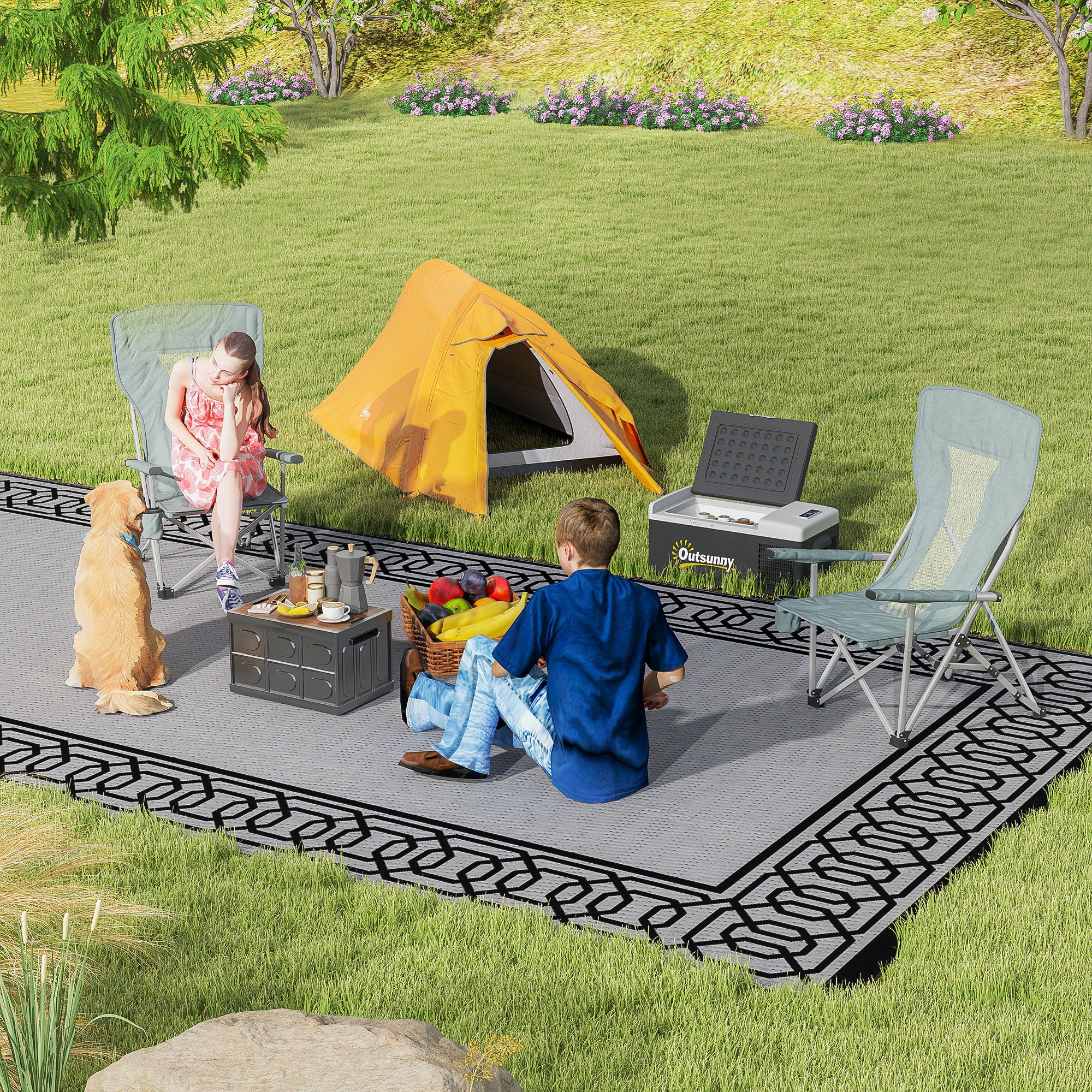 Outsunny Double Layer Camping Tent For 1-2 Man, 2000mm Waterproof - Orange/Green - Image 9