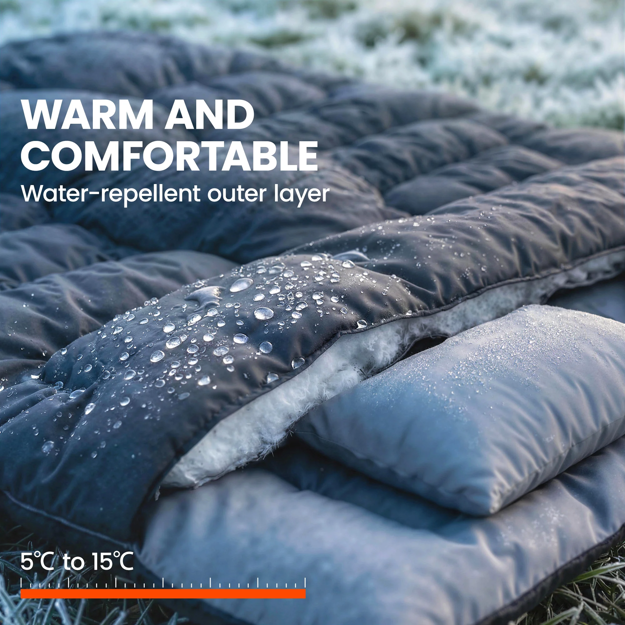 Outsunny Double Sleeping Bag With 2 Pillows, 220 X 160cm Sleeping Bag Black - Image 4