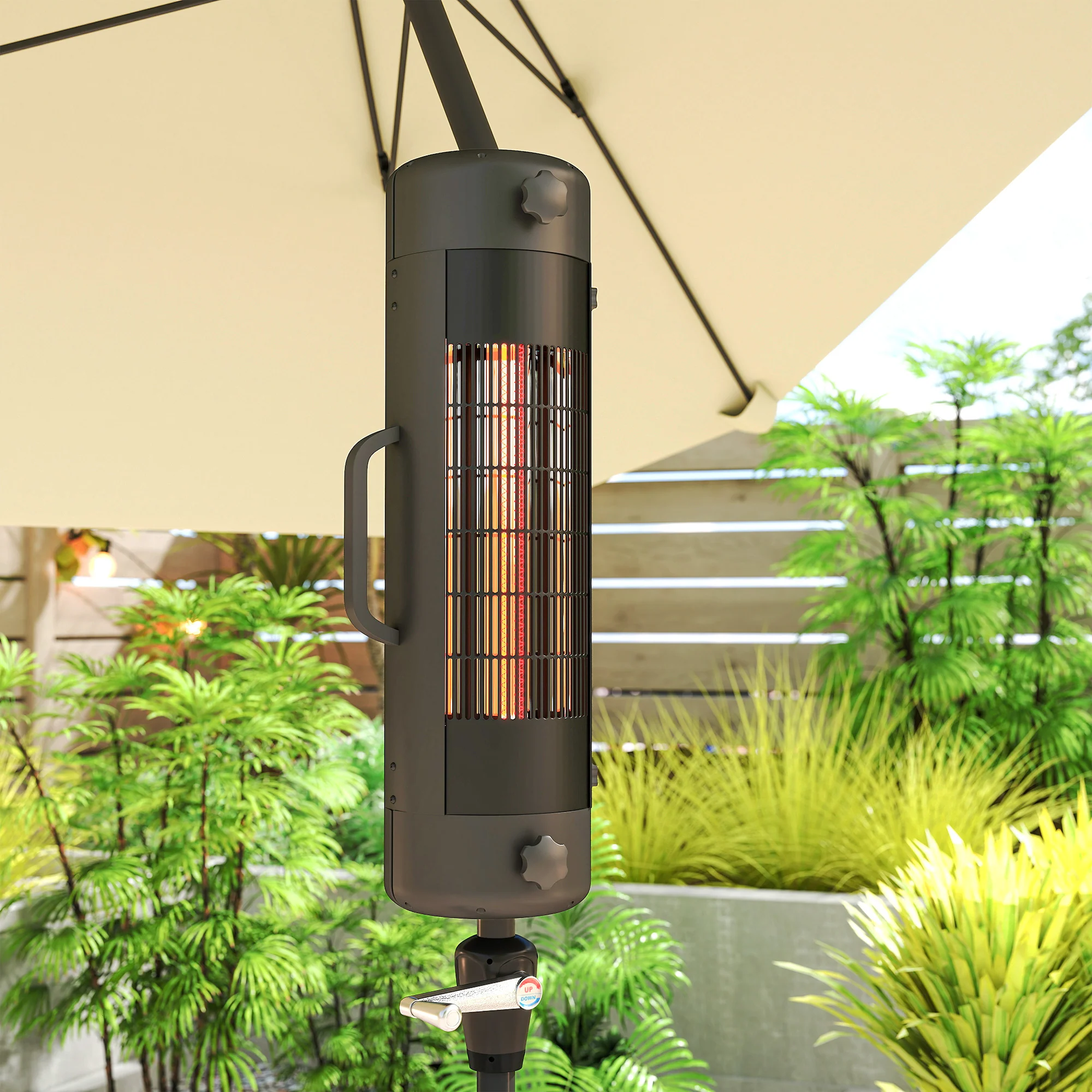 Outsunny Electric Parasol Mounted Patio Heater, Outdoor Heater W/ 2 Setting - Image 9