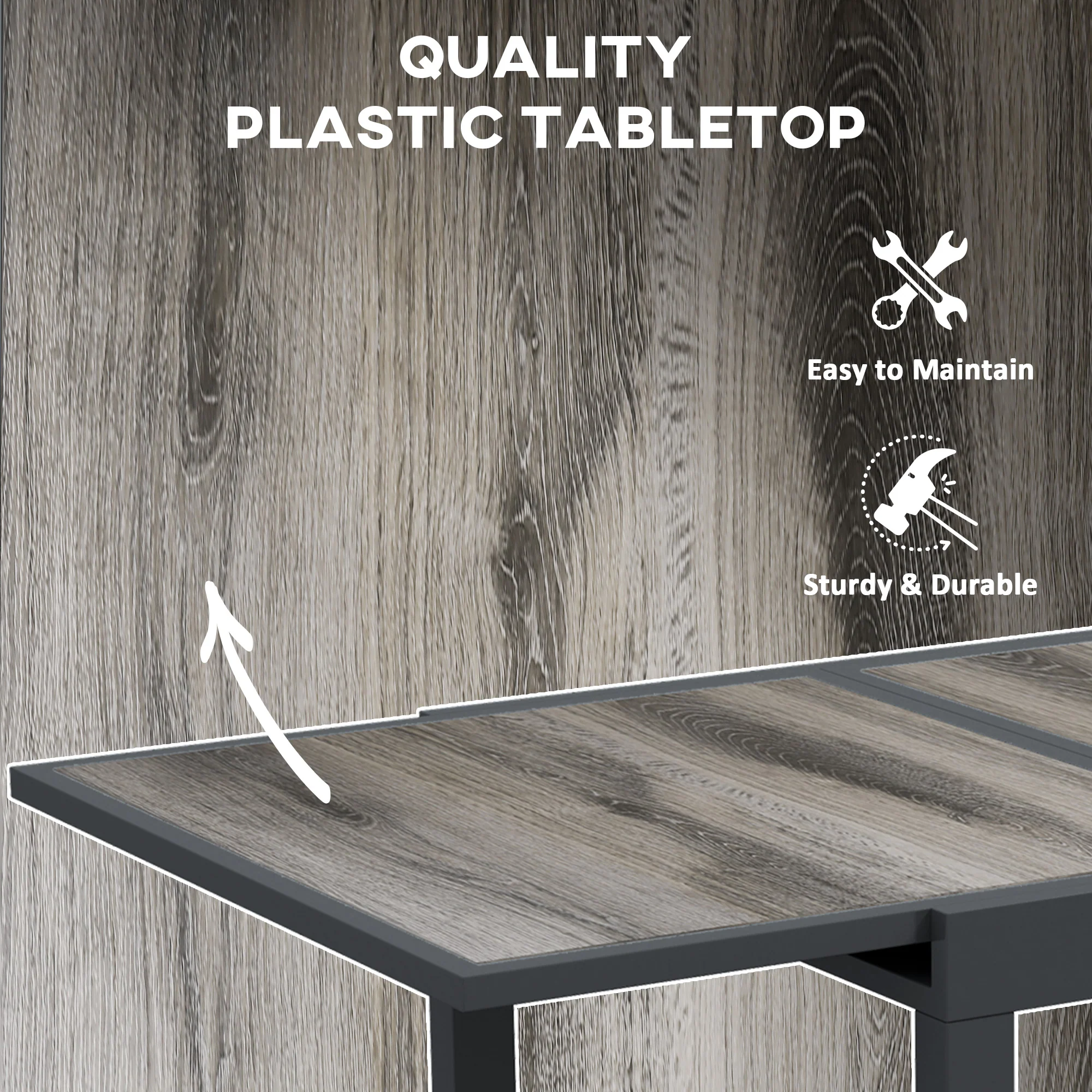 Outsunny Extendable Outdoor Dining Table Aluminium Rectangle Patio Table Grey - Image 6