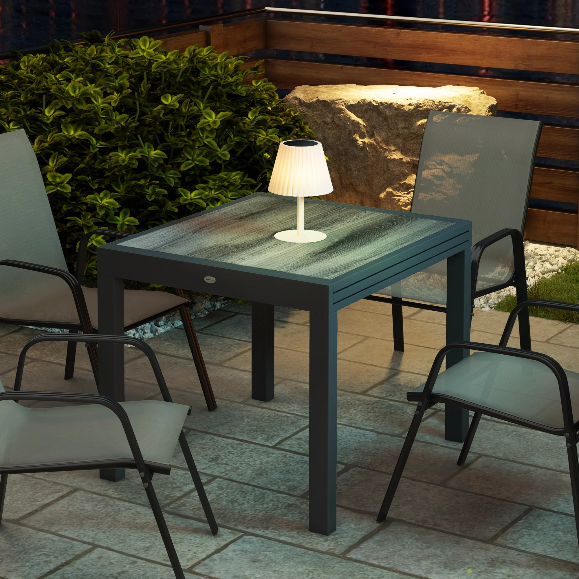 Outsunny Extendable Outdoor Dining Table Aluminium Rectangle Patio Table Grey - Image 9