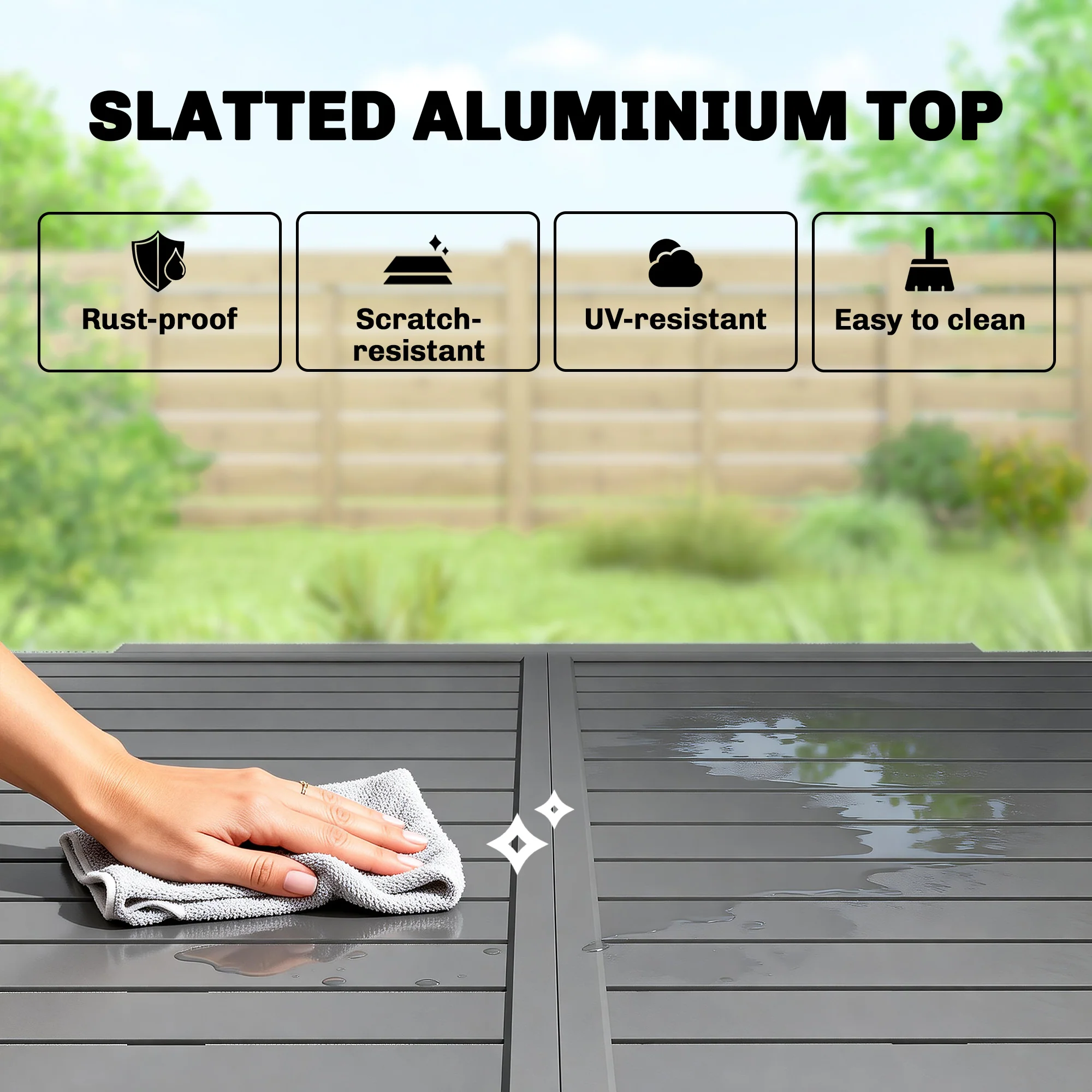 Outsunny Extending Garden Table For 4-8, Aluminium Outdoor Table, Dark Grey - Image 5