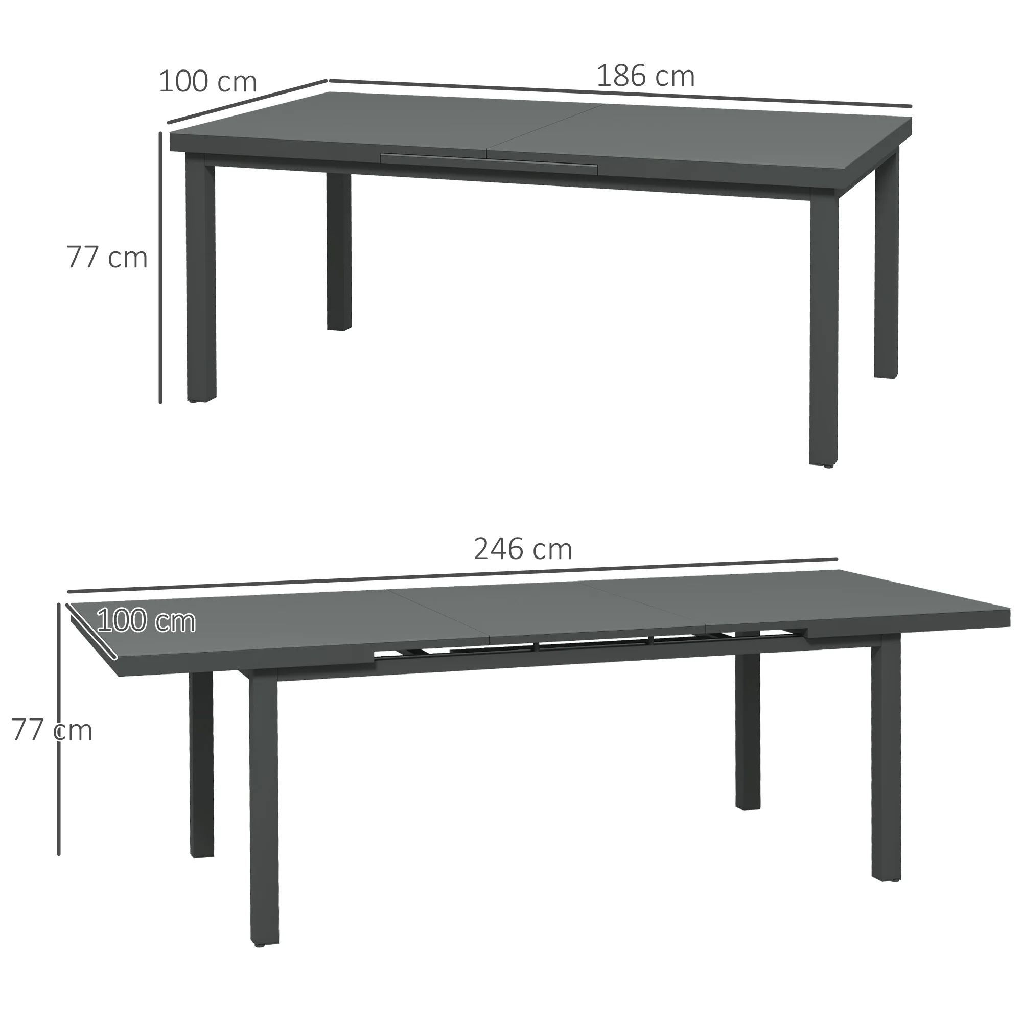 Outsunny Extending Garden Table Outdoor for 6-8 People, Aluminium Frame - Image 5