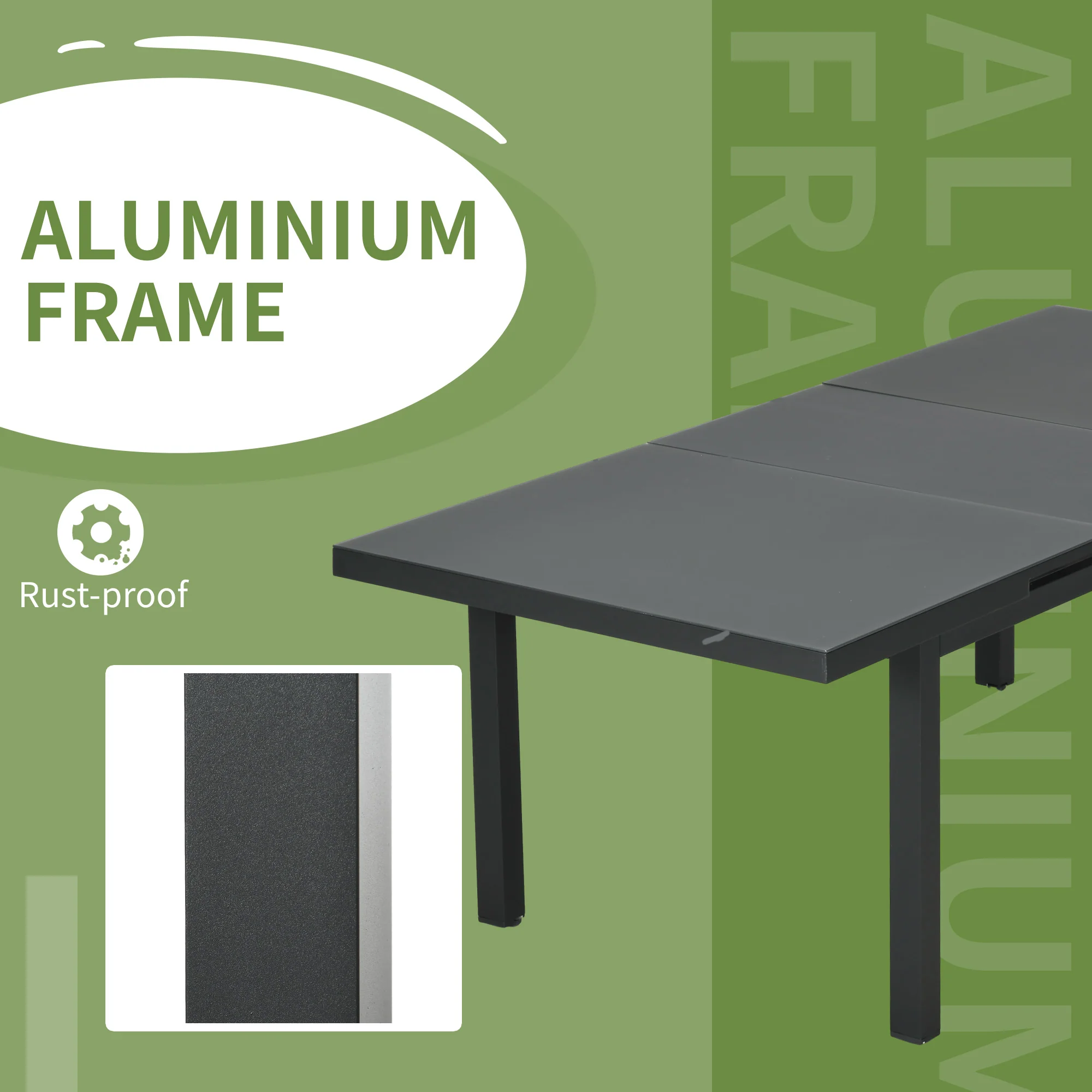Outsunny Extending Garden Table Outdoor for 6-8 People, Aluminium Frame - Image 6