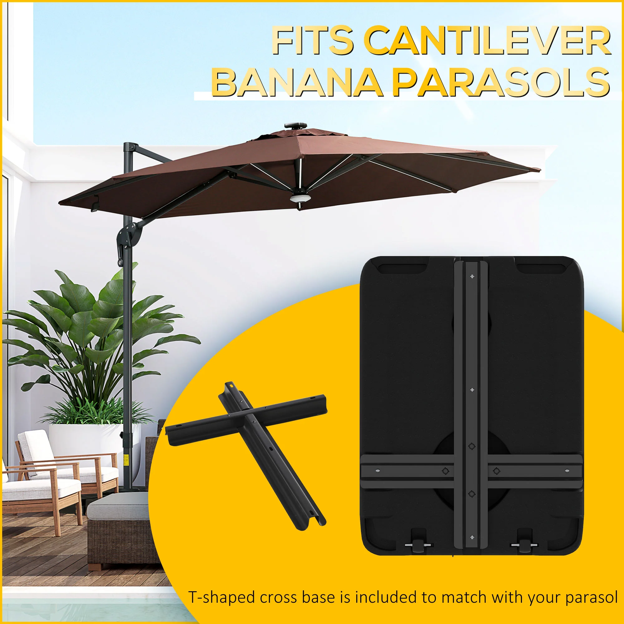 Outsunny Fillable Cantilever Parasol Base For Banana Parasol With Wheels - Image 3