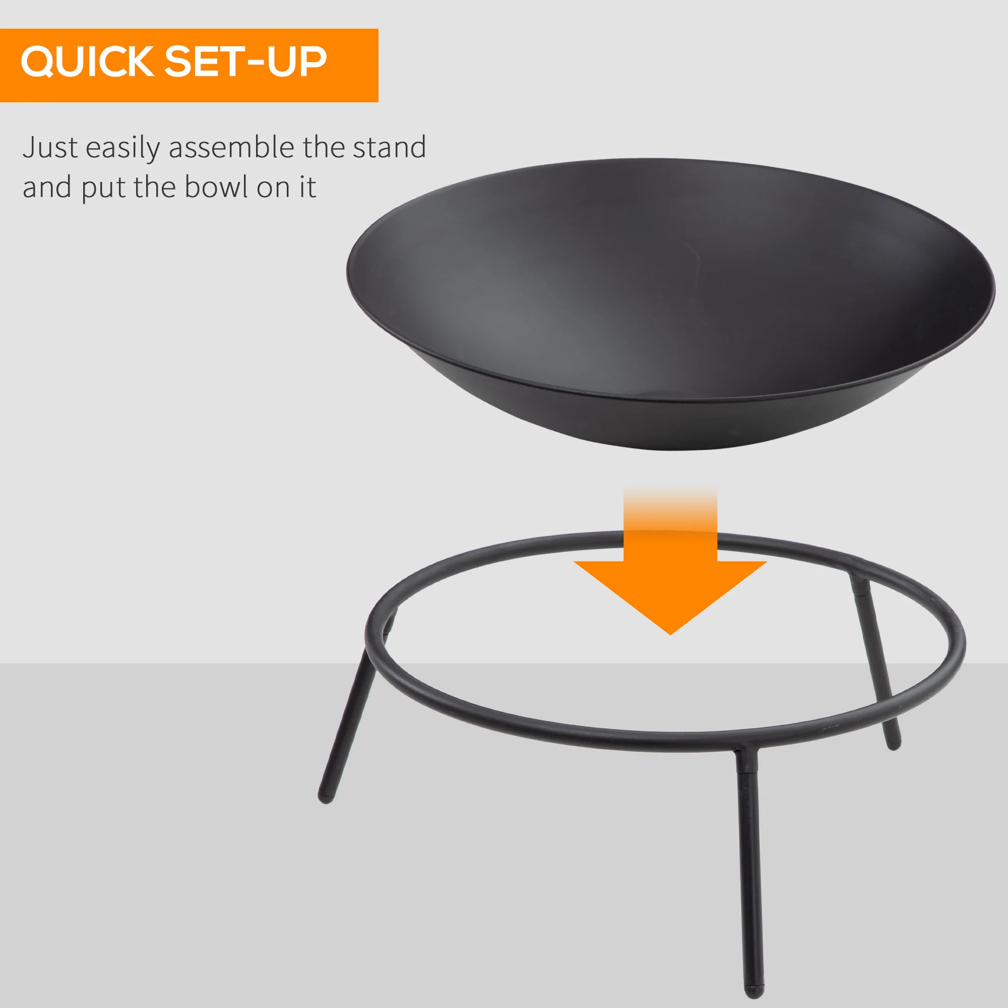 Outsunny Fire Pit, Portable Firepit with Poker, Black - Image 6