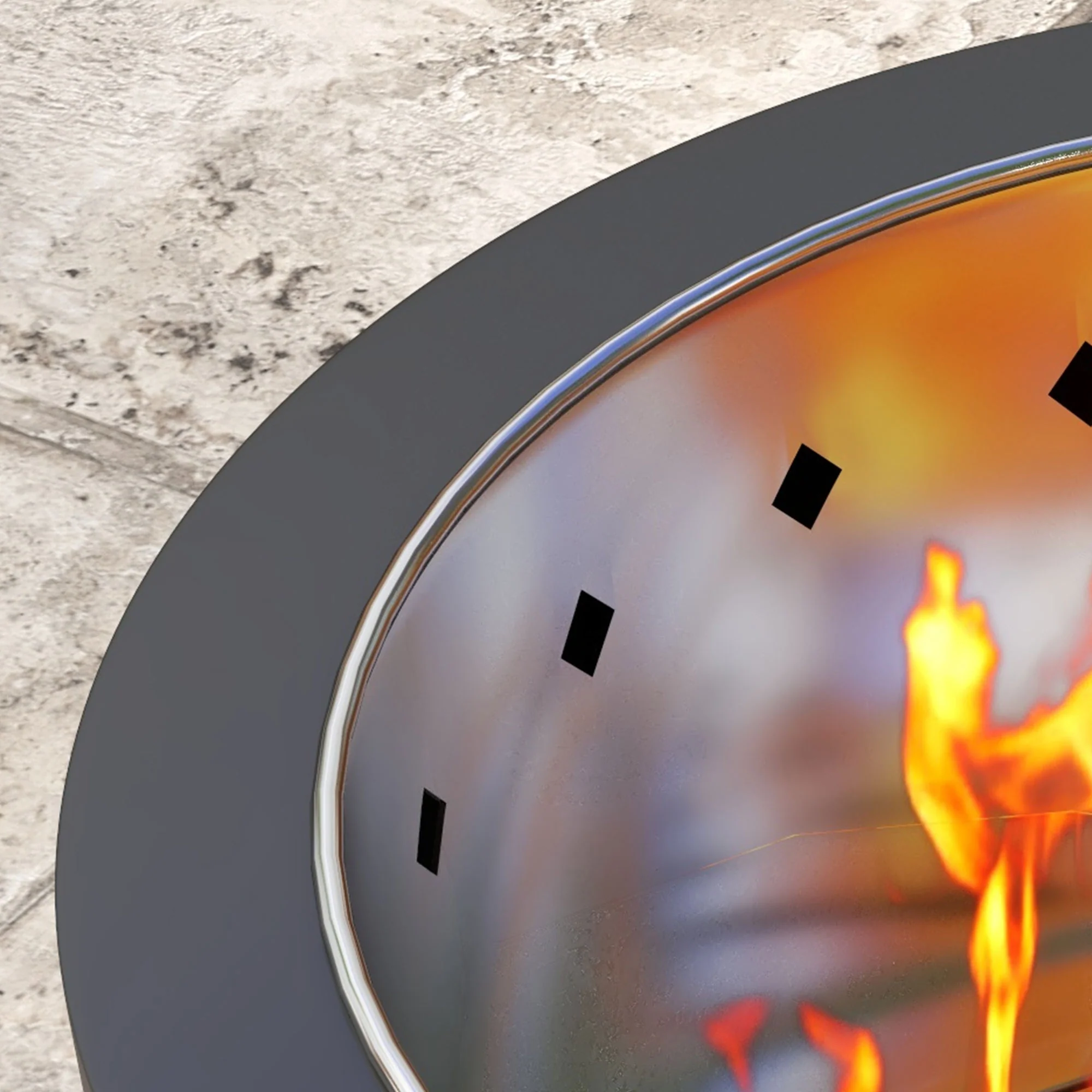 Outsunny Fire Pit, Round Metal Bonfire Stove with Poker, Black - Image 9