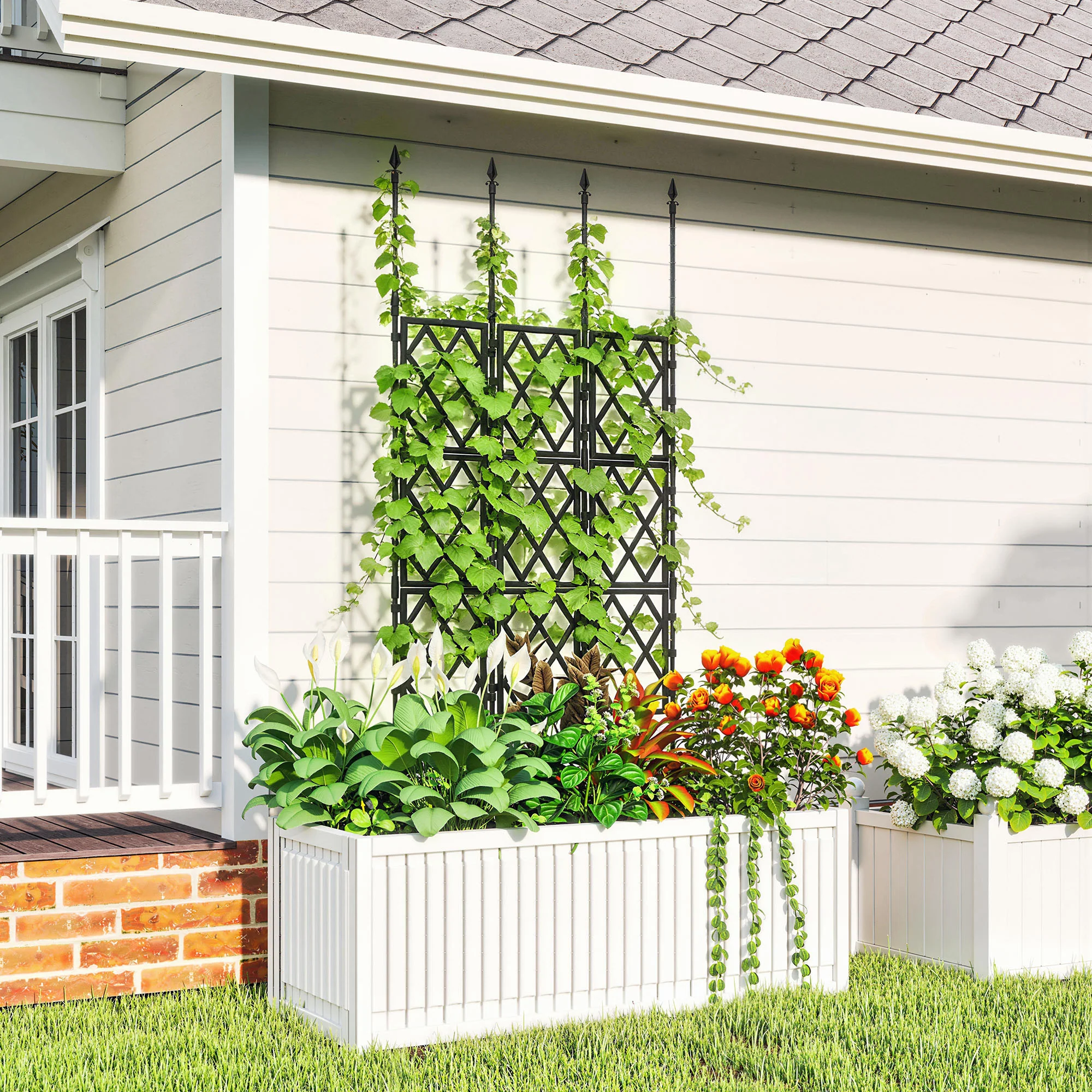 Outsunny Foldable Garden Trellis, Lattice Climbing Support Trellis - Image 8