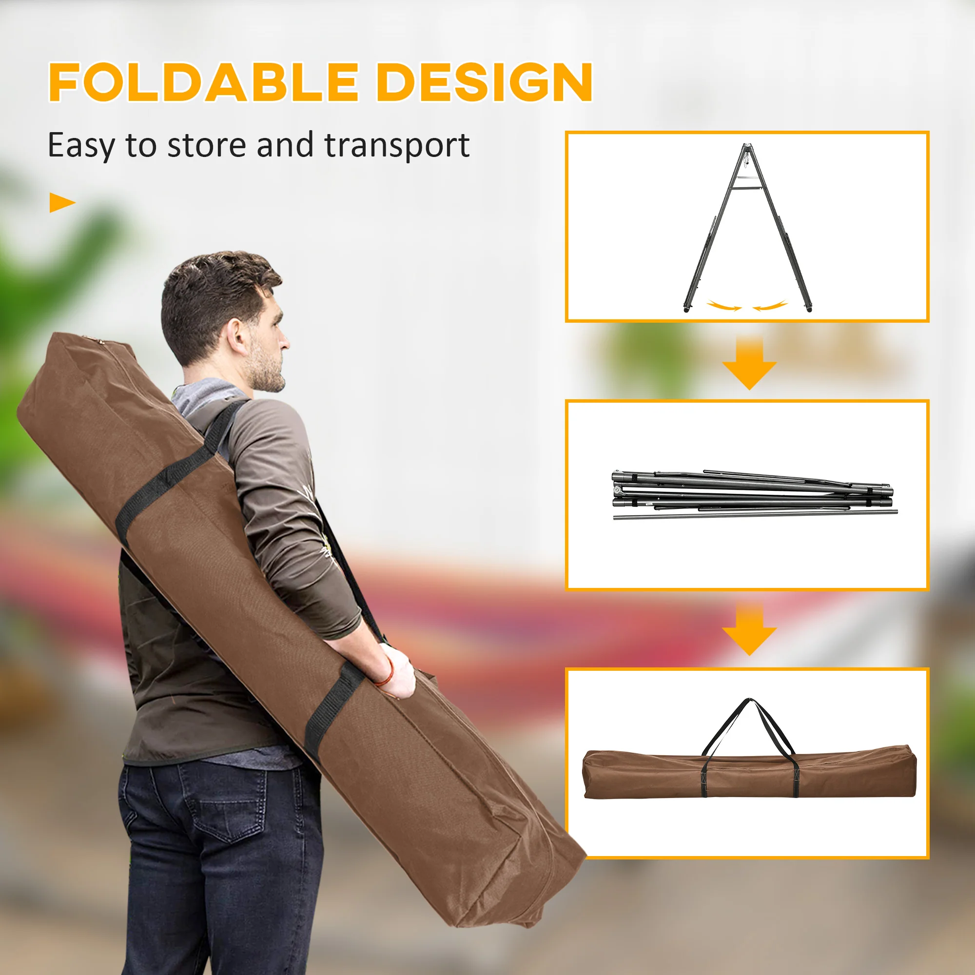 Outsunny Foldable Hammock Stand, 2 in 1 Hammock Net Stand & Clothes Drying Rack - Image 4
