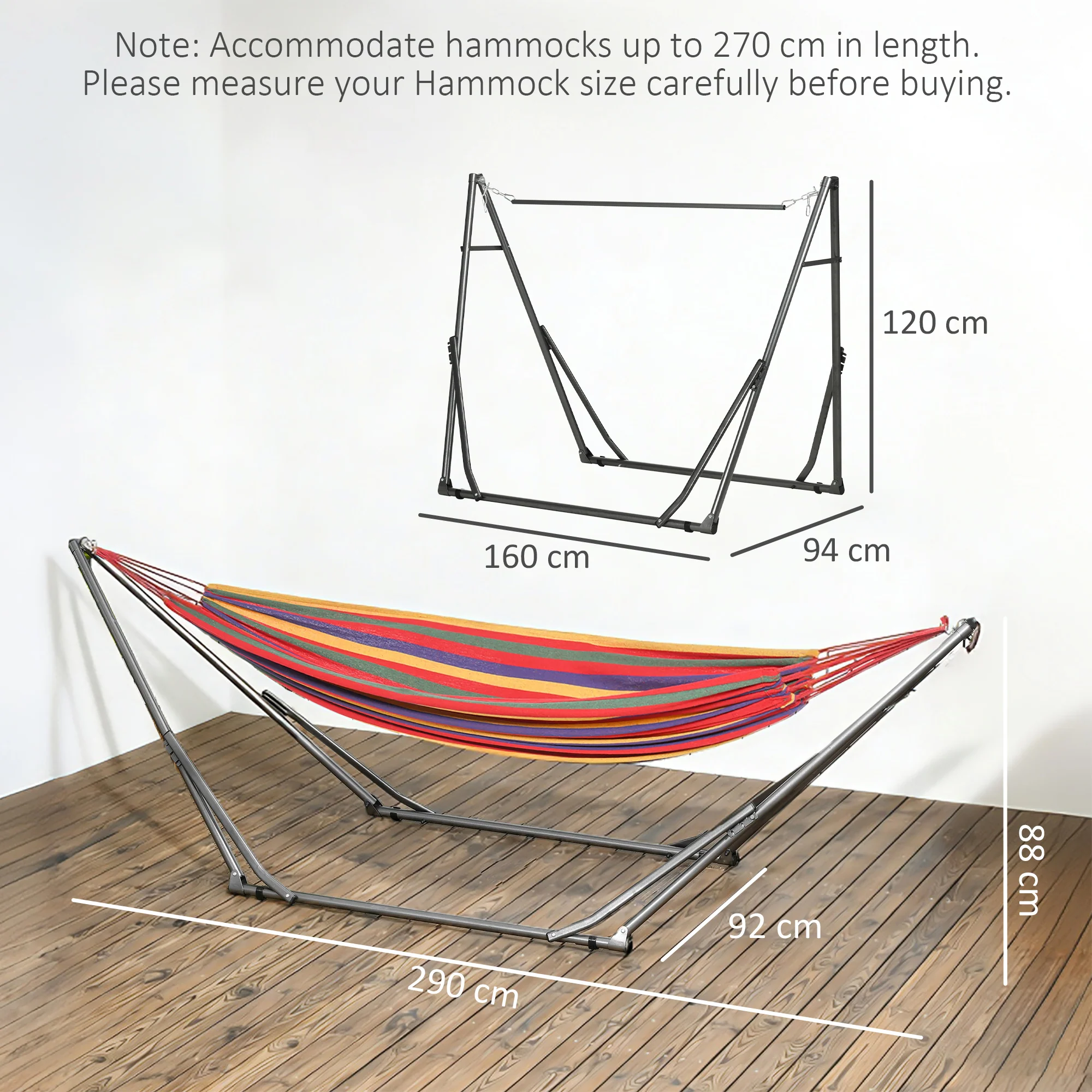 Outsunny Foldable Hammock Stand, 2 in 1 Hammock Net Stand & Clothes Drying Rack - Image 5
