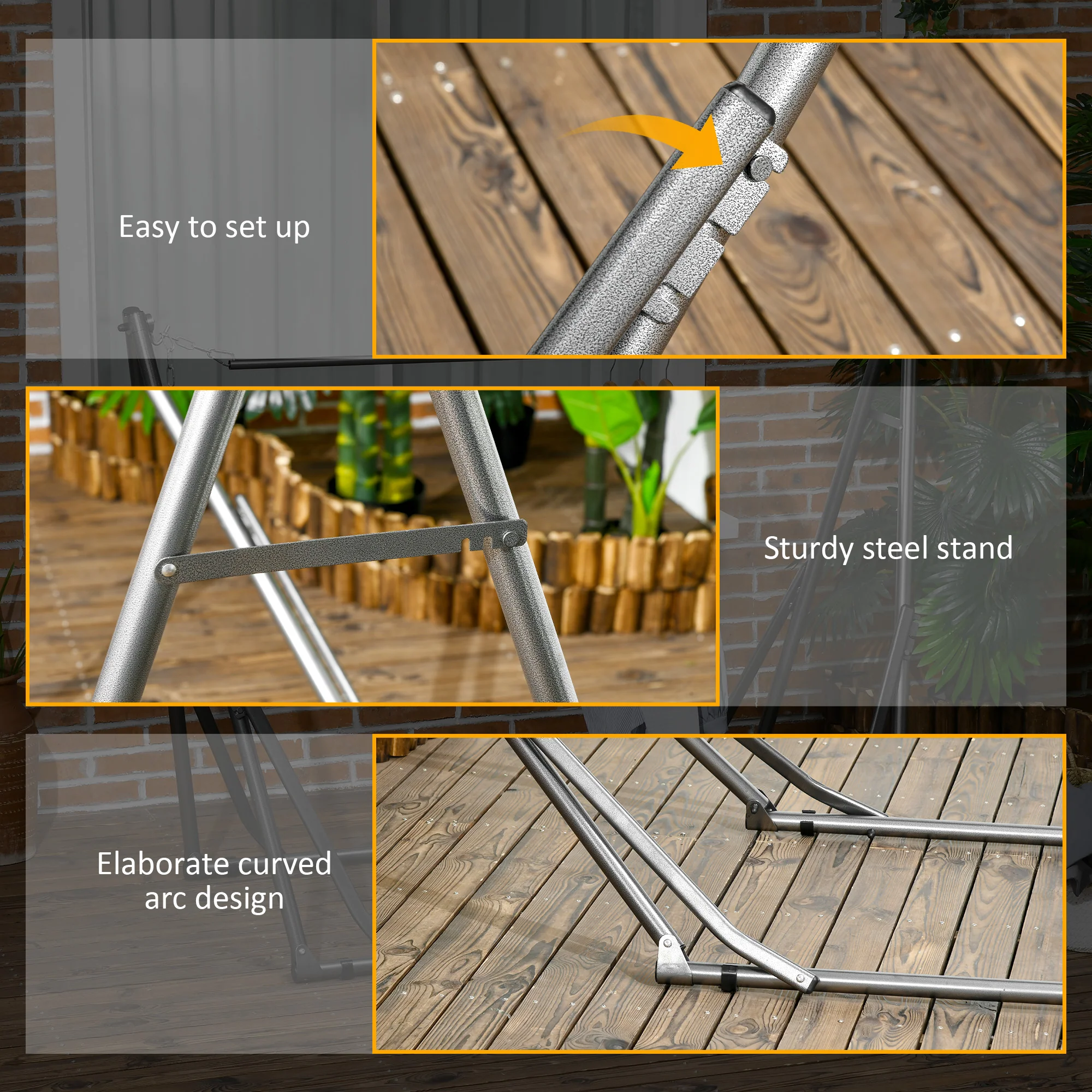 Outsunny Foldable Hammock Stand, 2 in 1 Hammock Net Stand & Clothes Drying Rack - Image 6